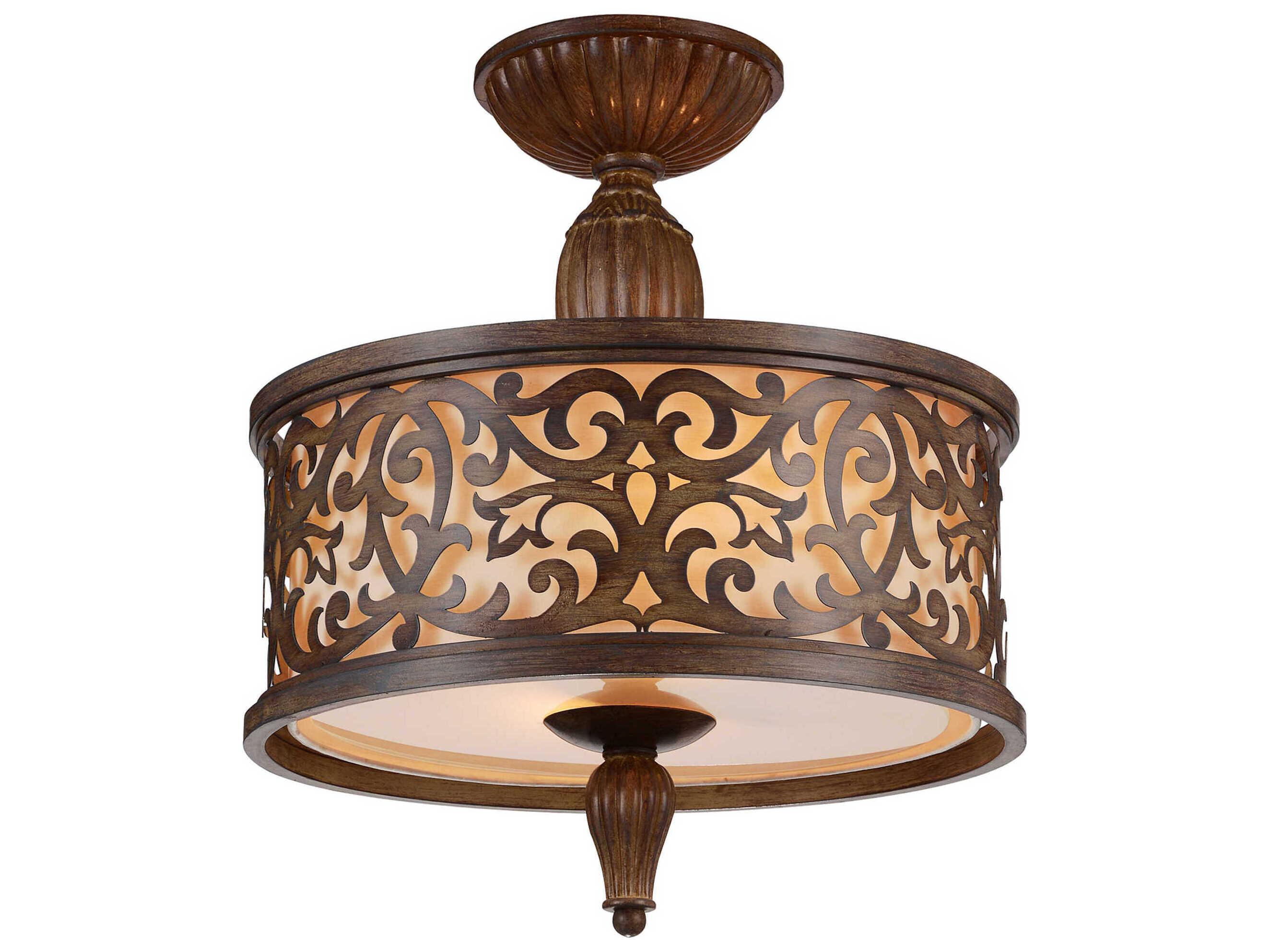 CWI Lighting Nicole 3-Light Brushed Chocolate Brown Traditional Drum Semi Flush Mount