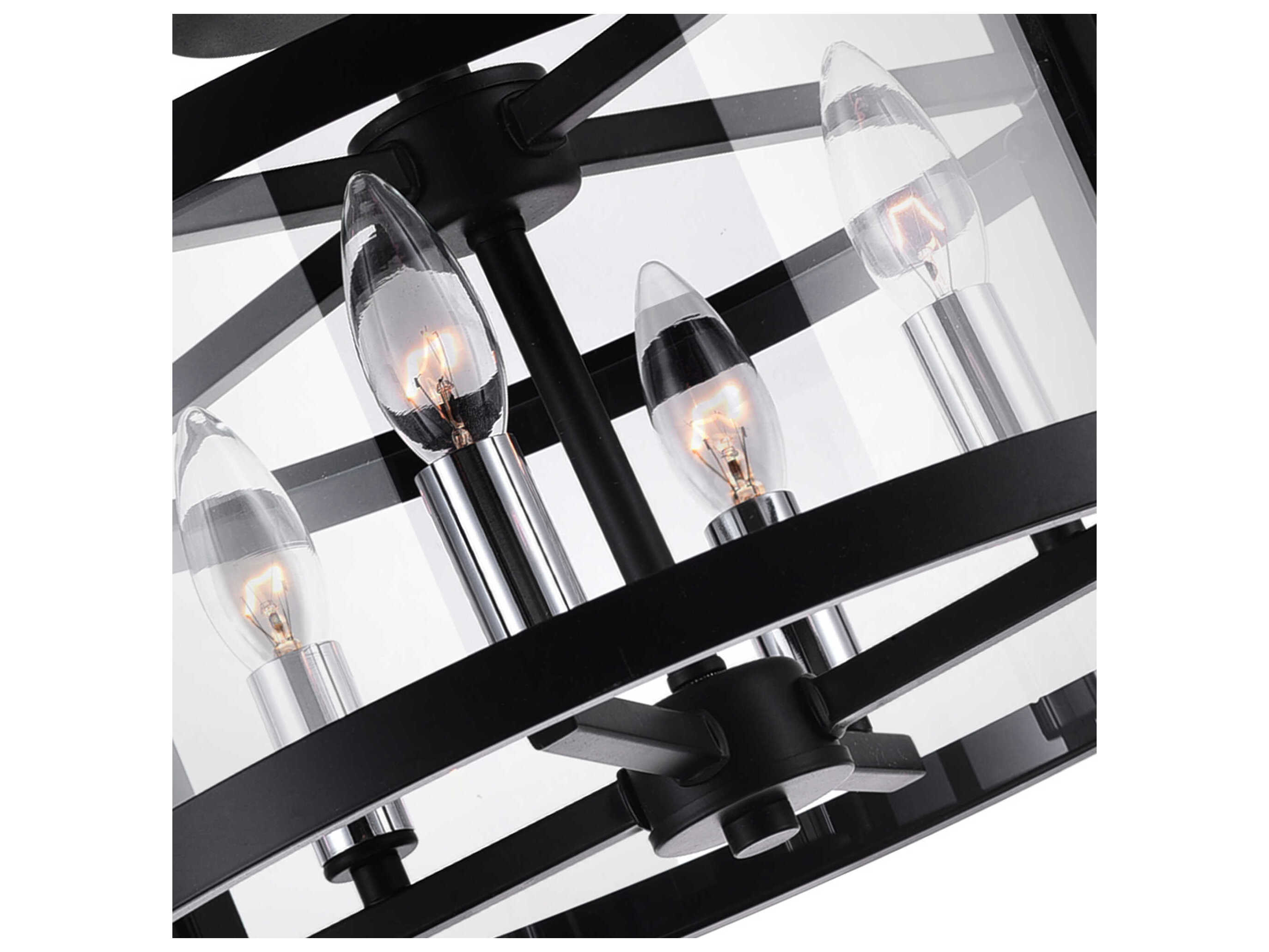 CWI Lighting Miette 4-Light Black Drum Semi Flush Mount