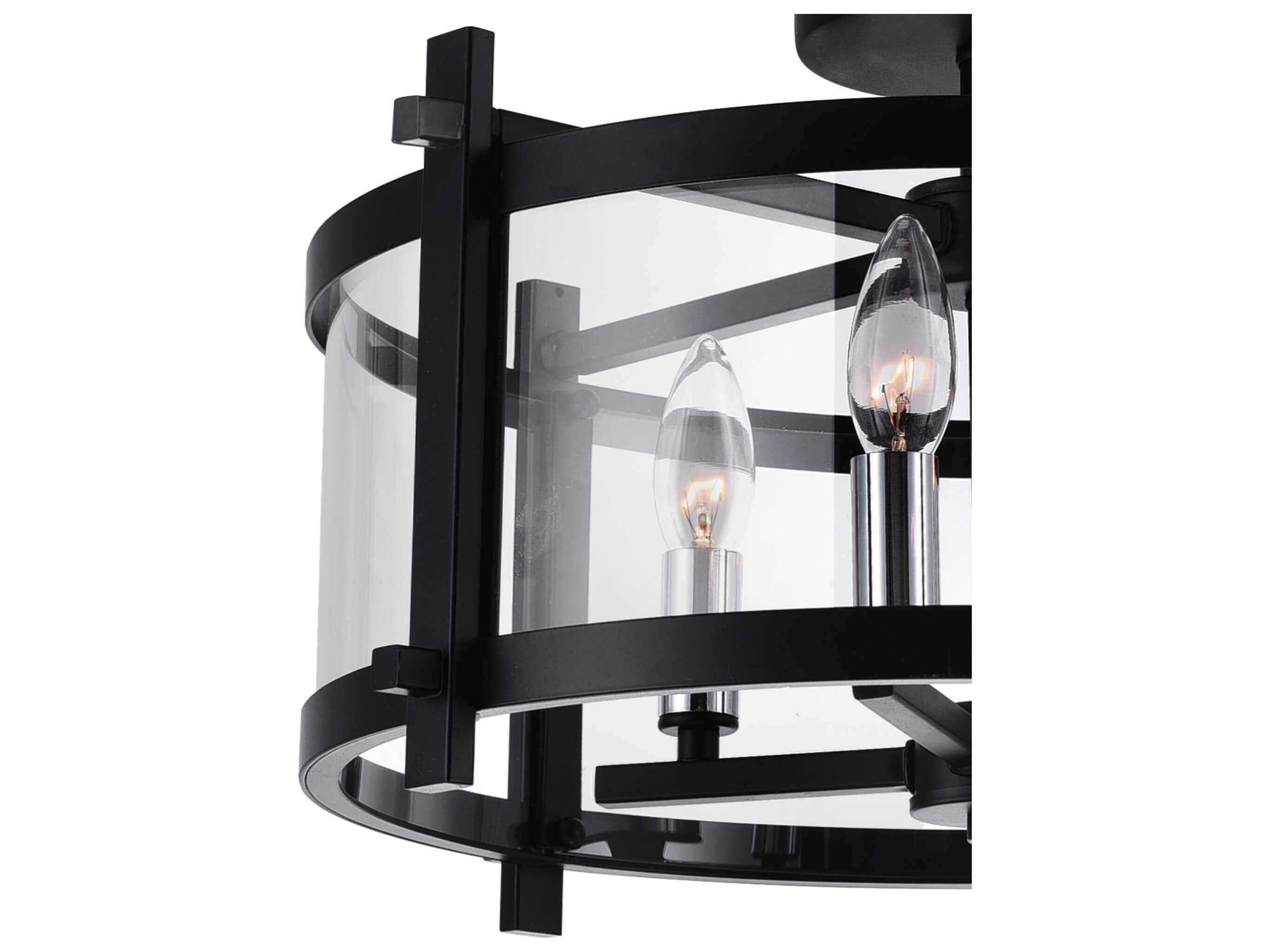 CWI Lighting Miette 4-Light Black Drum Semi Flush Mount