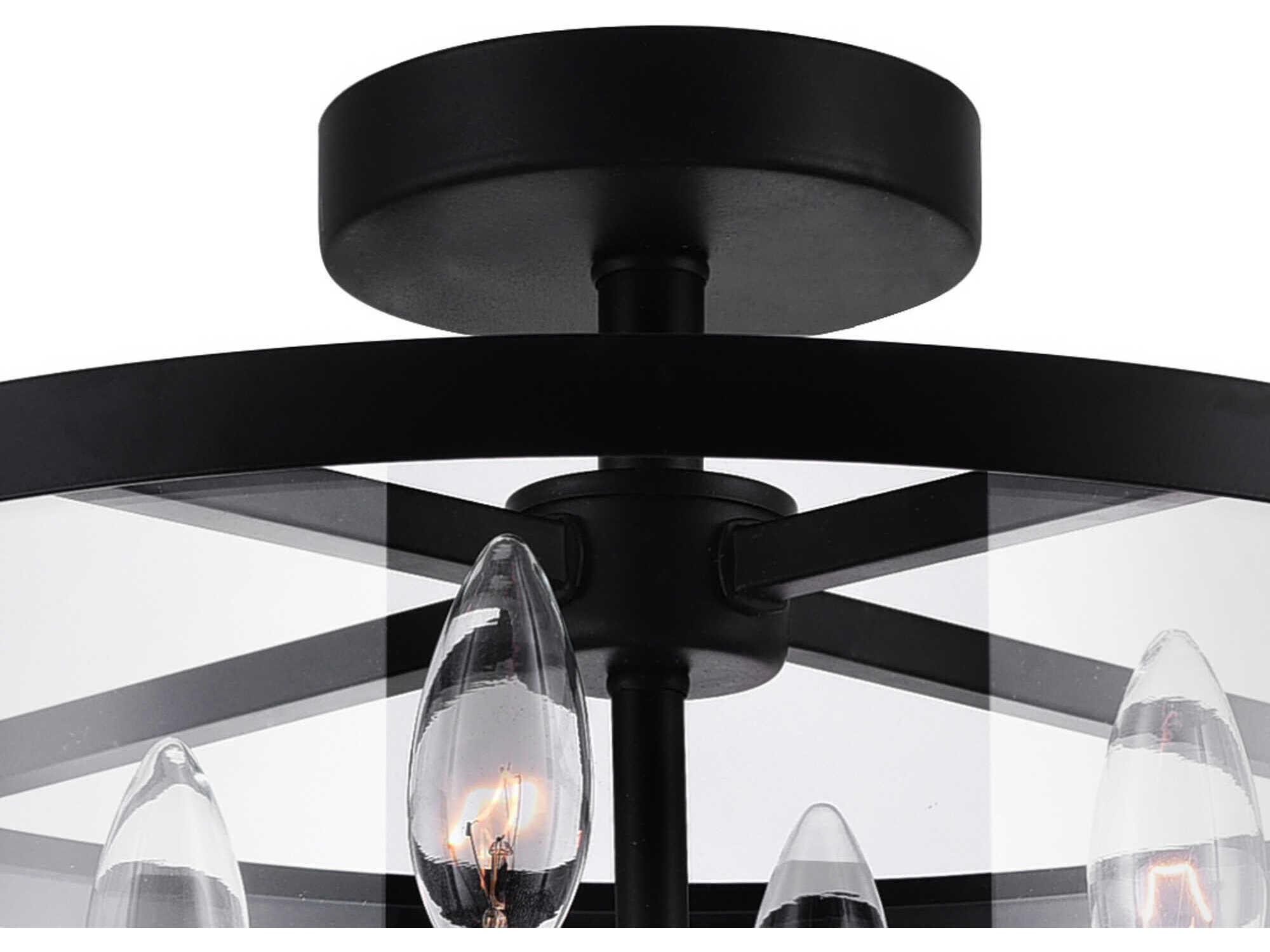 CWI Lighting Miette 4-Light Black Drum Semi Flush Mount