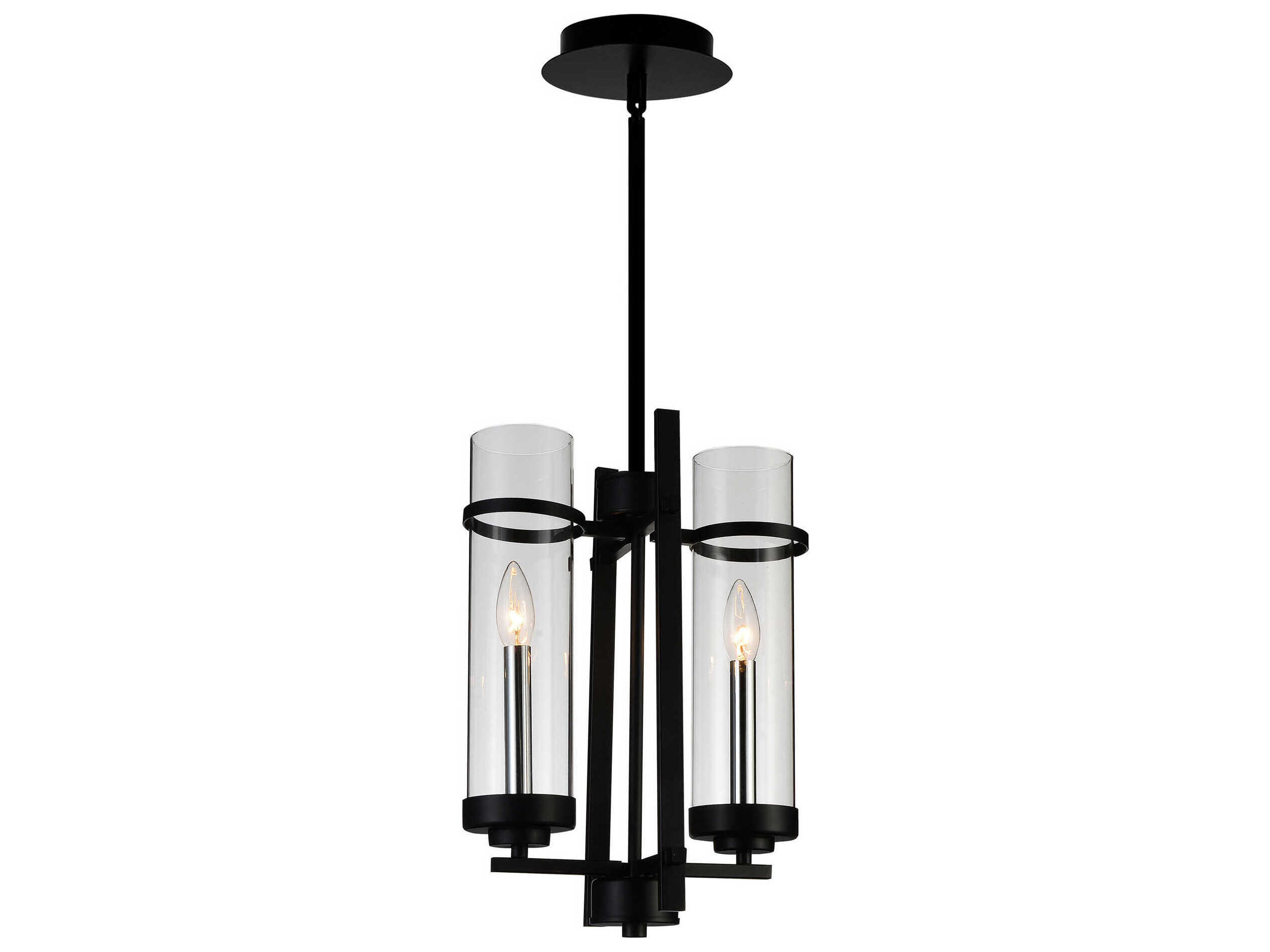 CWI Lighting Sierra 2-Light Black Cylinder Mini Pendant