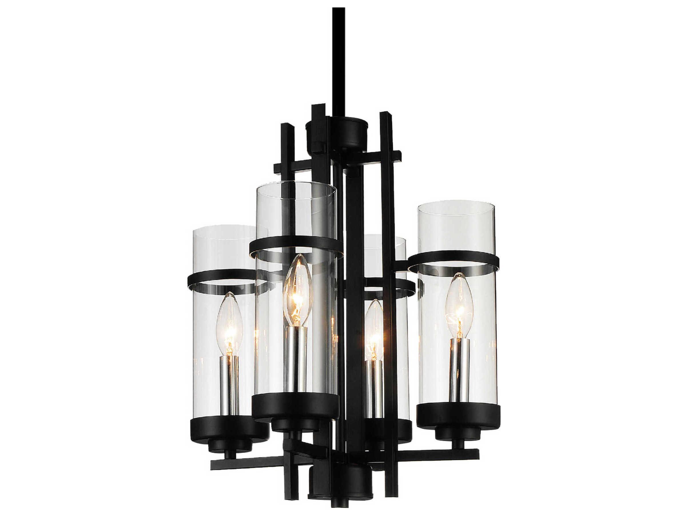CWI Lighting Sierra 4-Light Black Cylinder Pendant