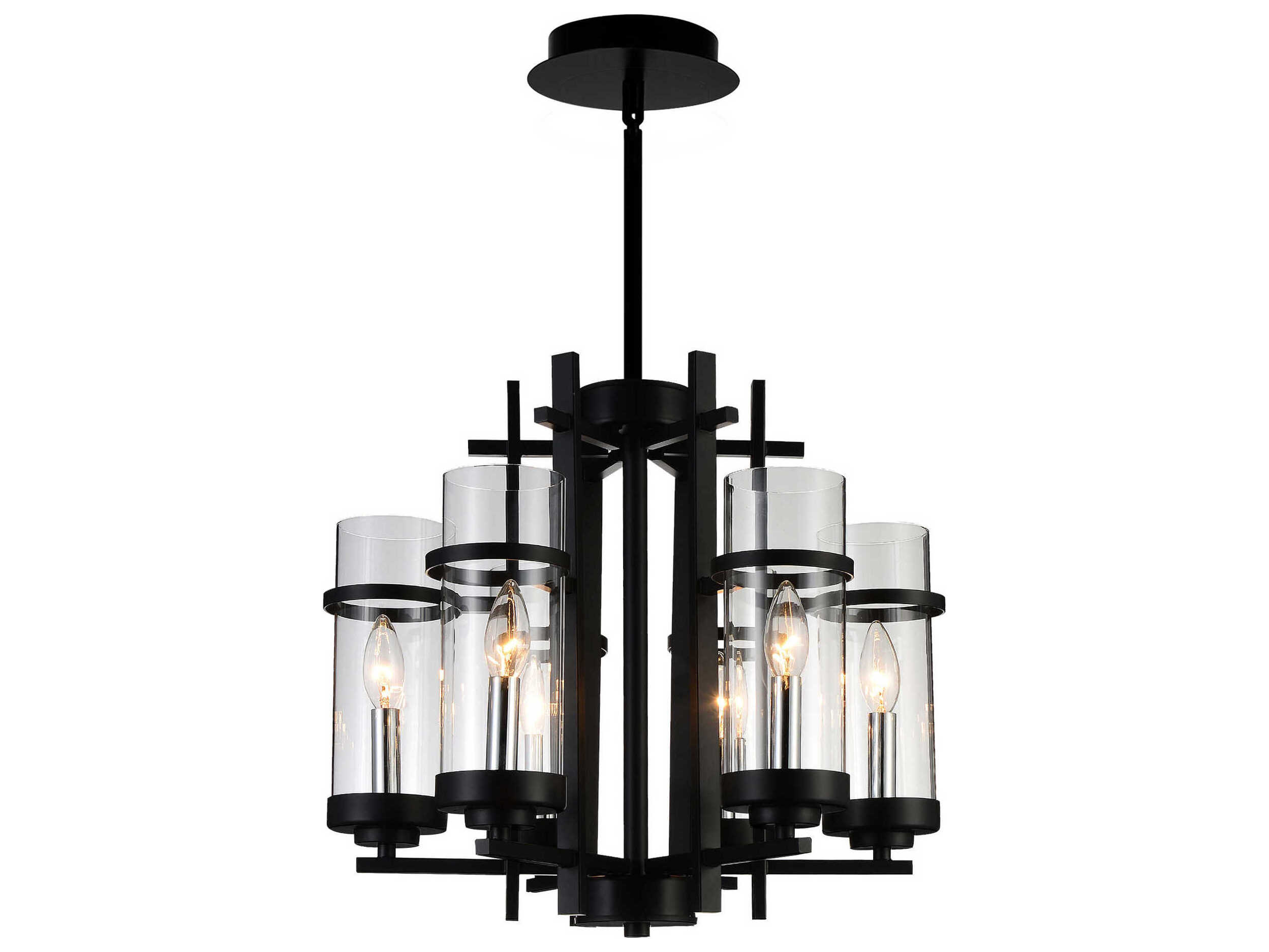 CWI Lighting Sierra 6-Light Black Cylinder Chandelier