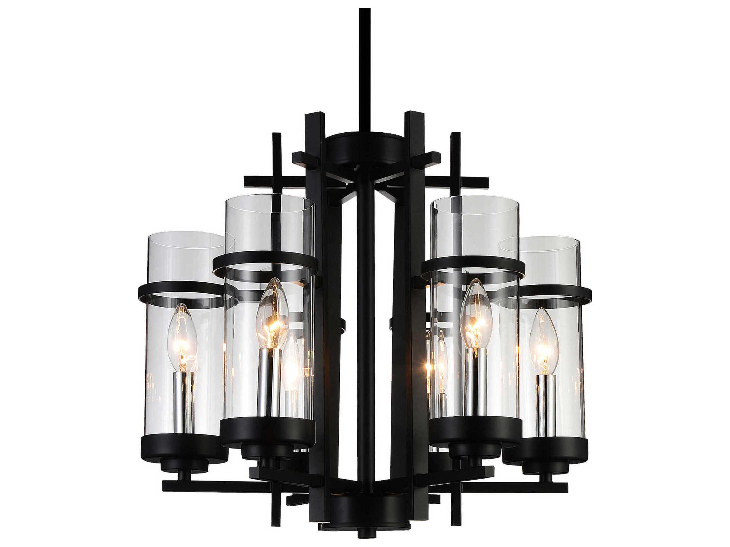 CWI Lighting Sierra 6-Light Black Cylinder Chandelier