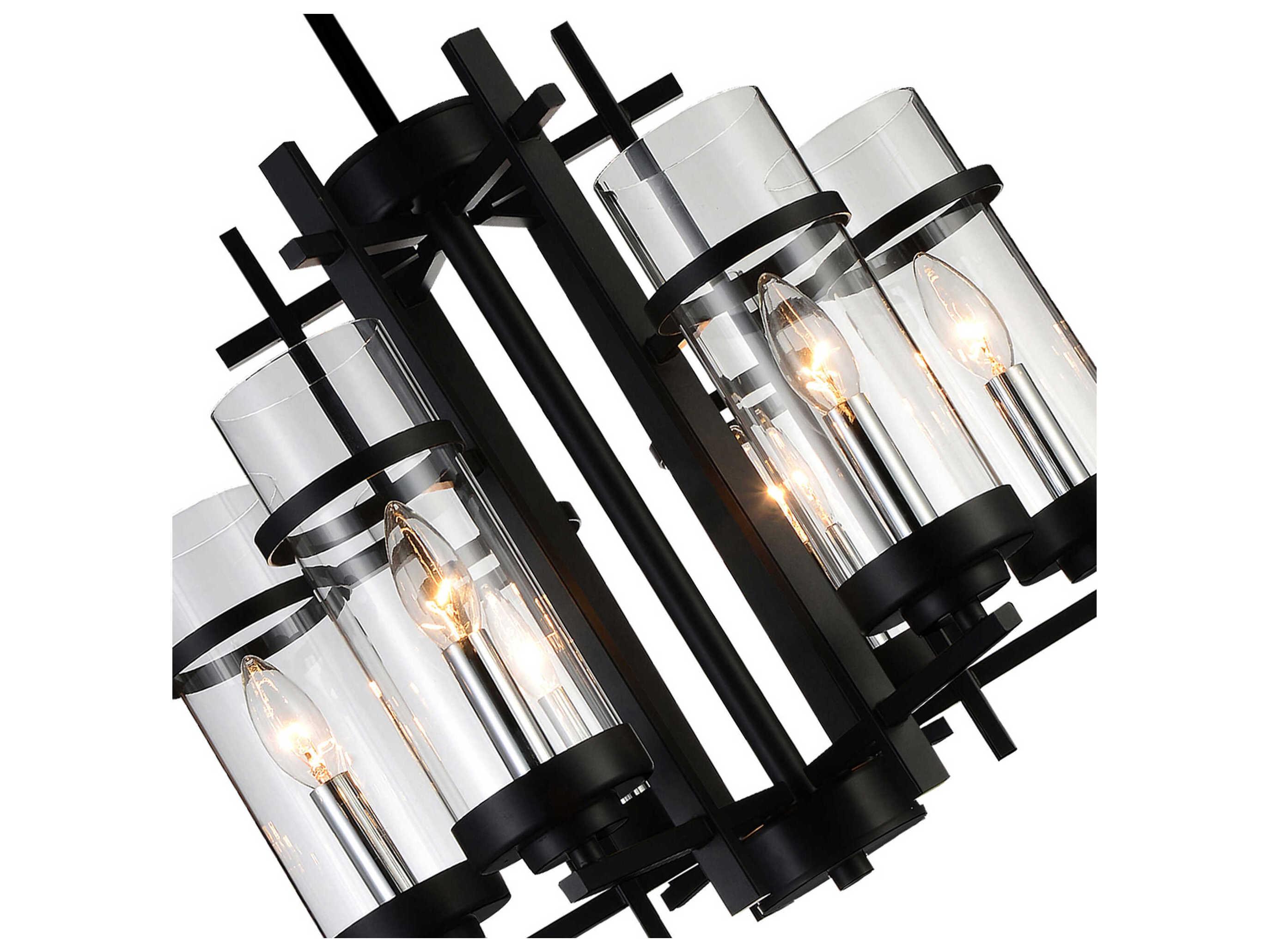CWI Lighting Sierra 6-Light Black Cylinder Chandelier