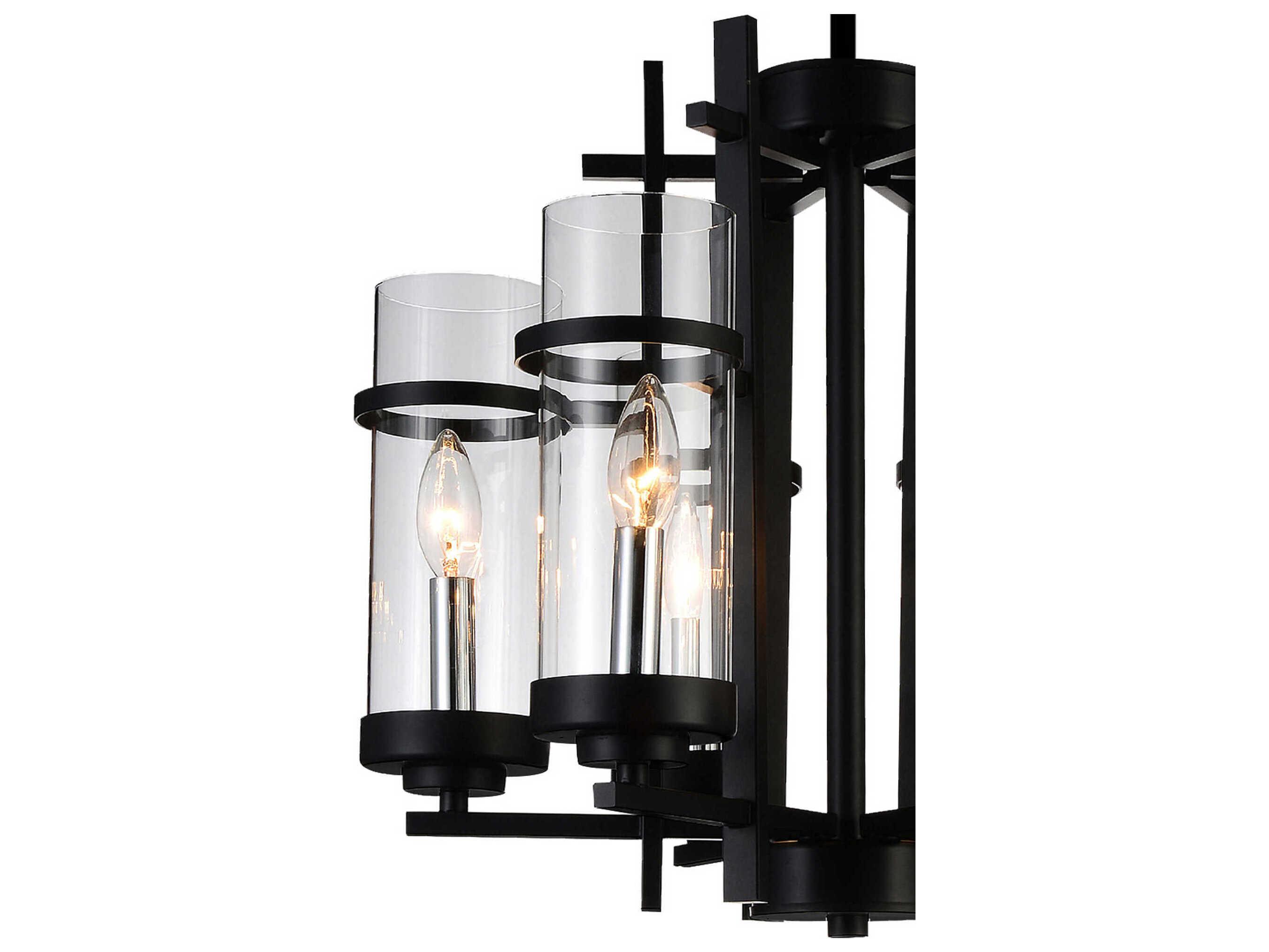 CWI Lighting Sierra 6-Light Black Cylinder Chandelier