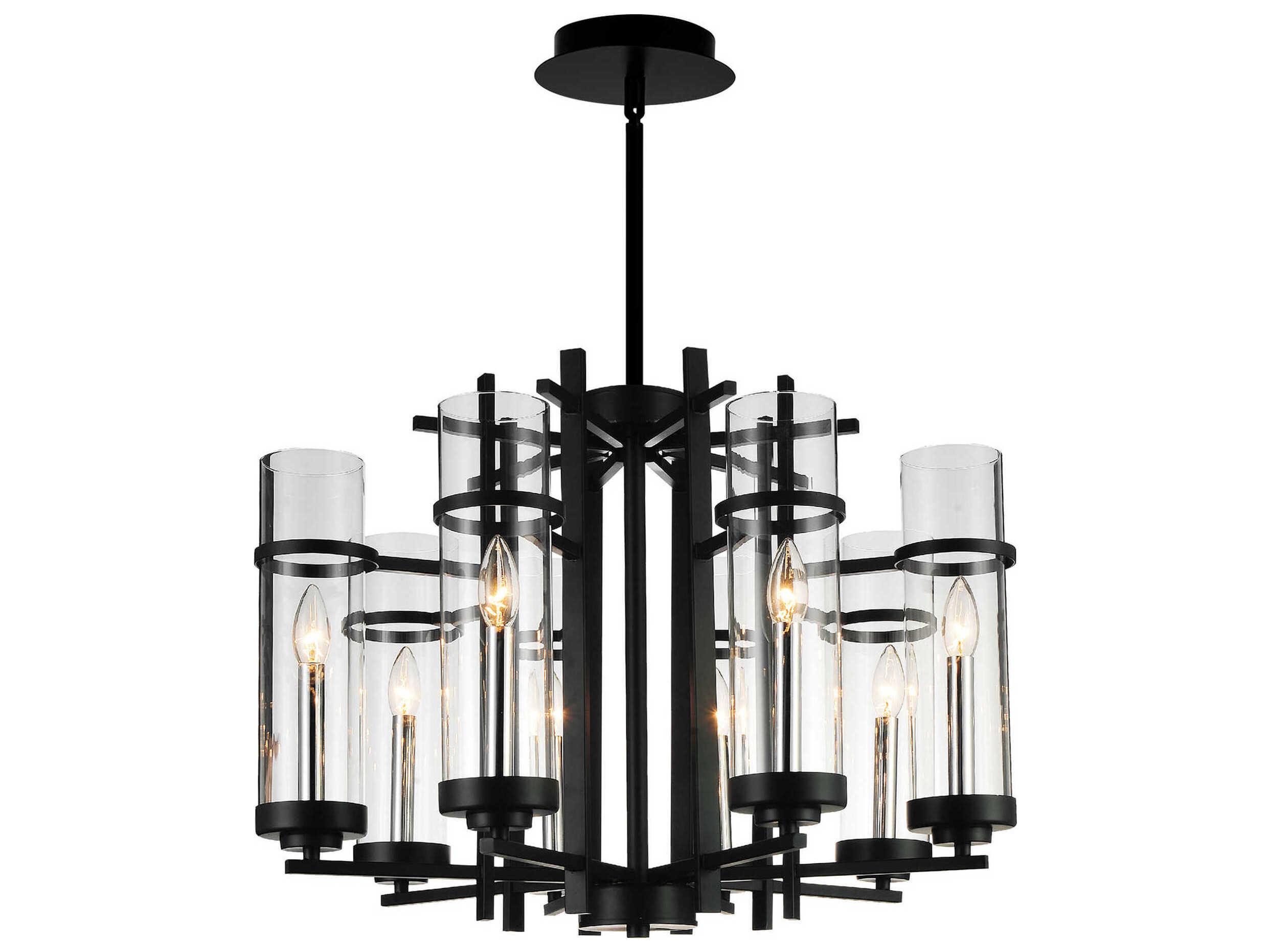 CWI Lighting Sierra 8-Light Black Cylinder Chandelier