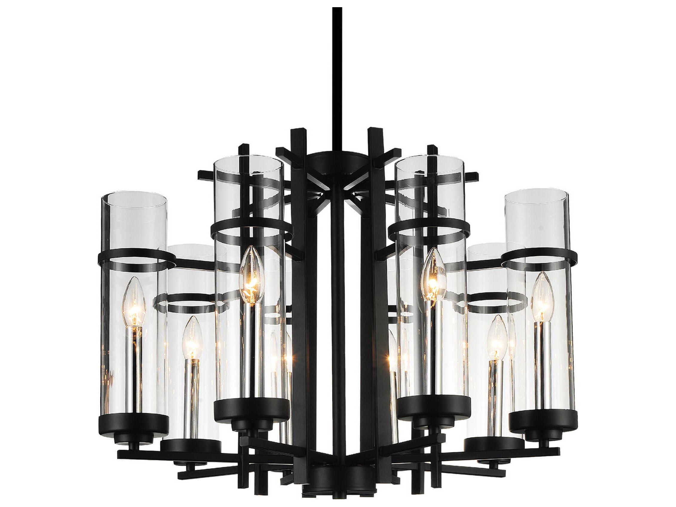 CWI Lighting Sierra 8-Light Black Cylinder Chandelier