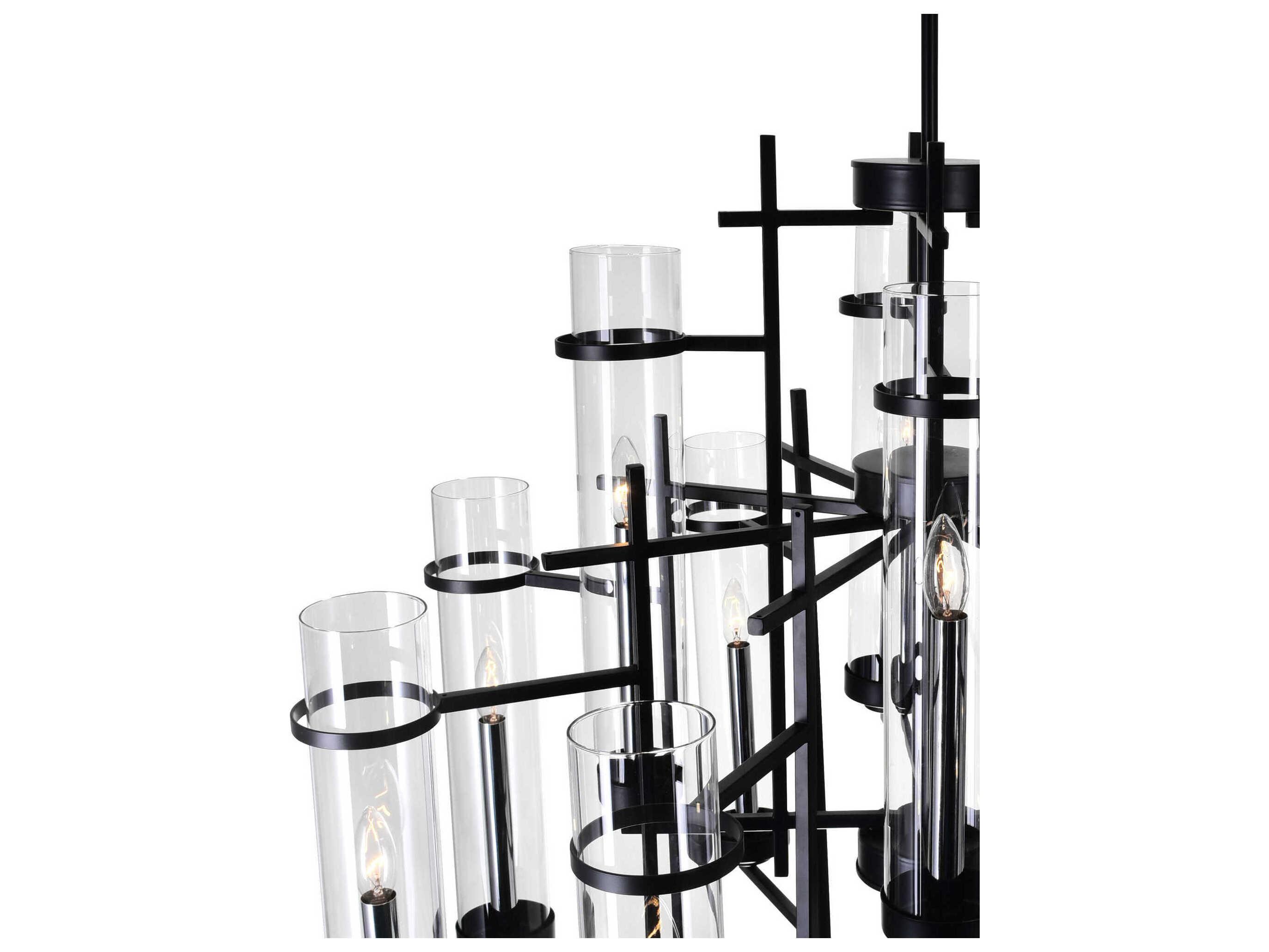 CWI Lighting Sierra 12-Light Black Cylinder Tiered Chandelier