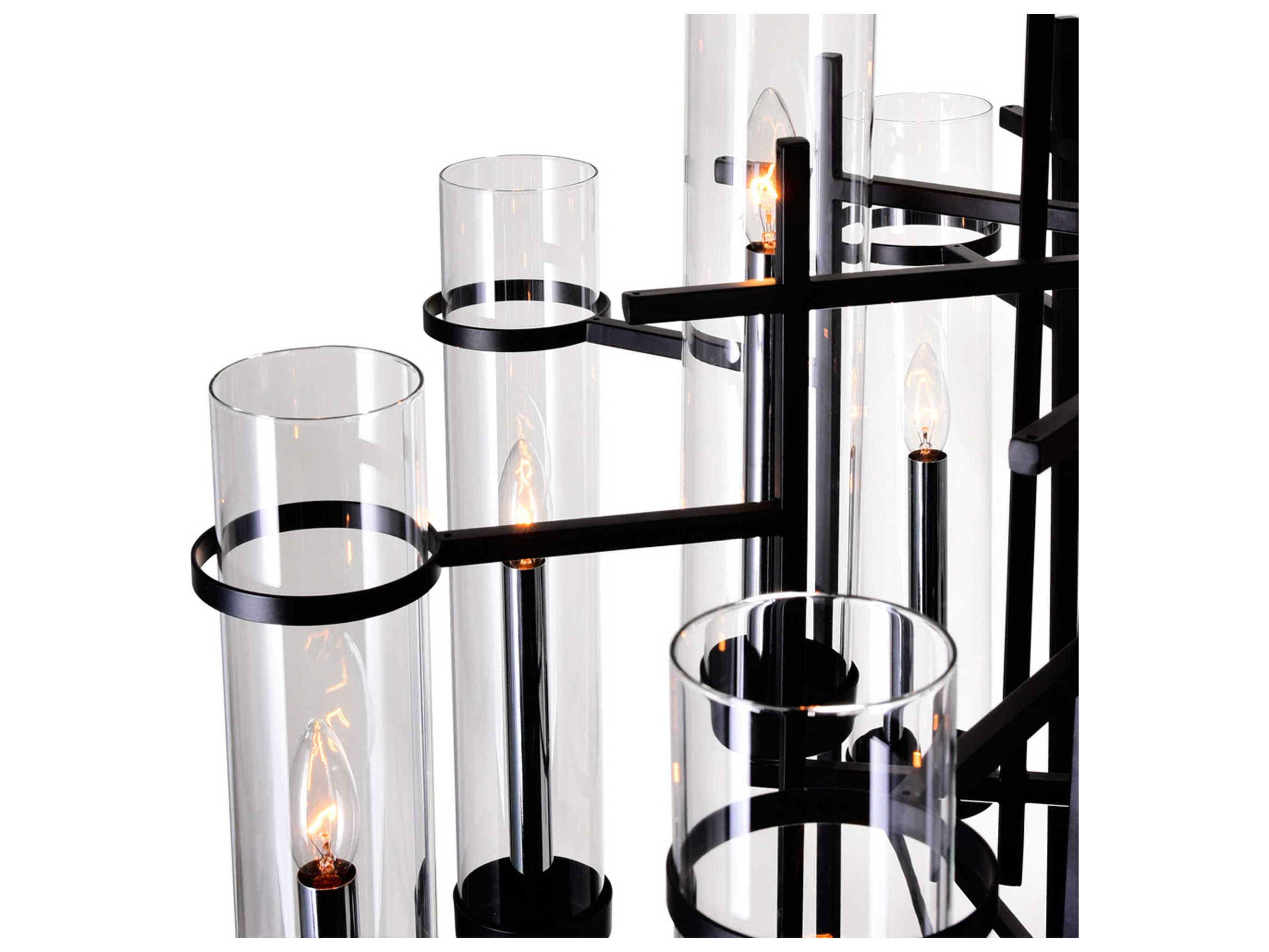 CWI Lighting Sierra 12-Light Black Cylinder Chandelier