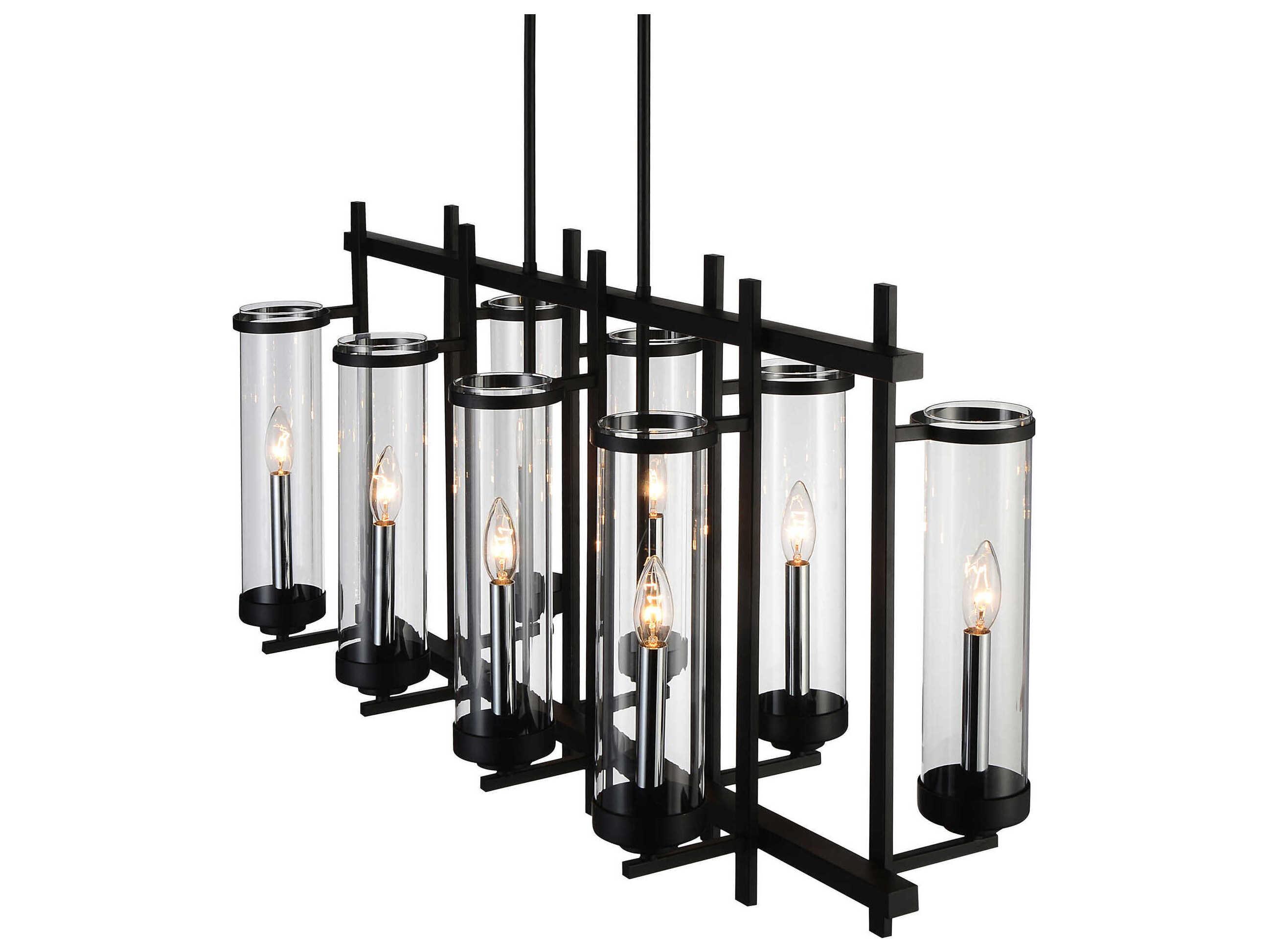 CWI Lighting Sierra 8-Light Black Cylinder Island Pendant