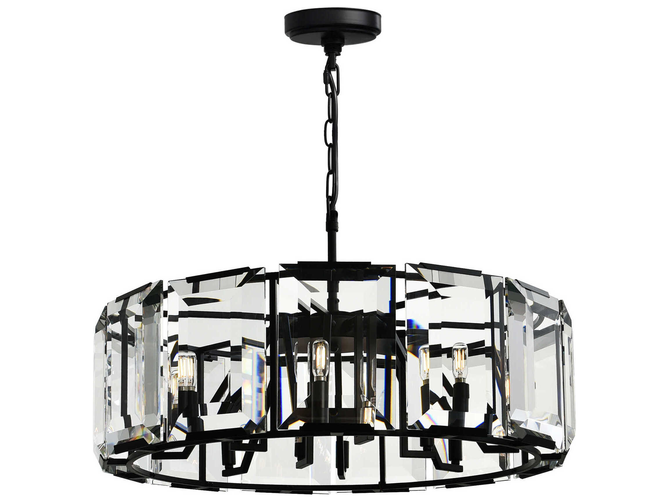 CWI Lighting Jacquet 12-Light Black Drum Chandelier