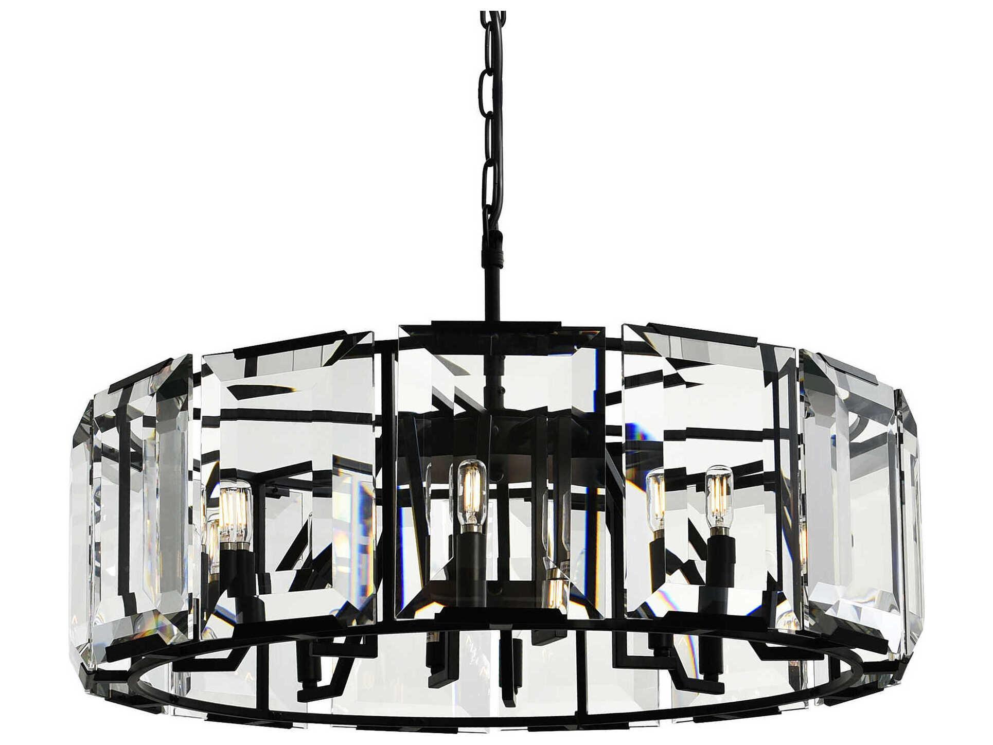 CWI Lighting Jacquet 12-Light Black Drum Chandelier