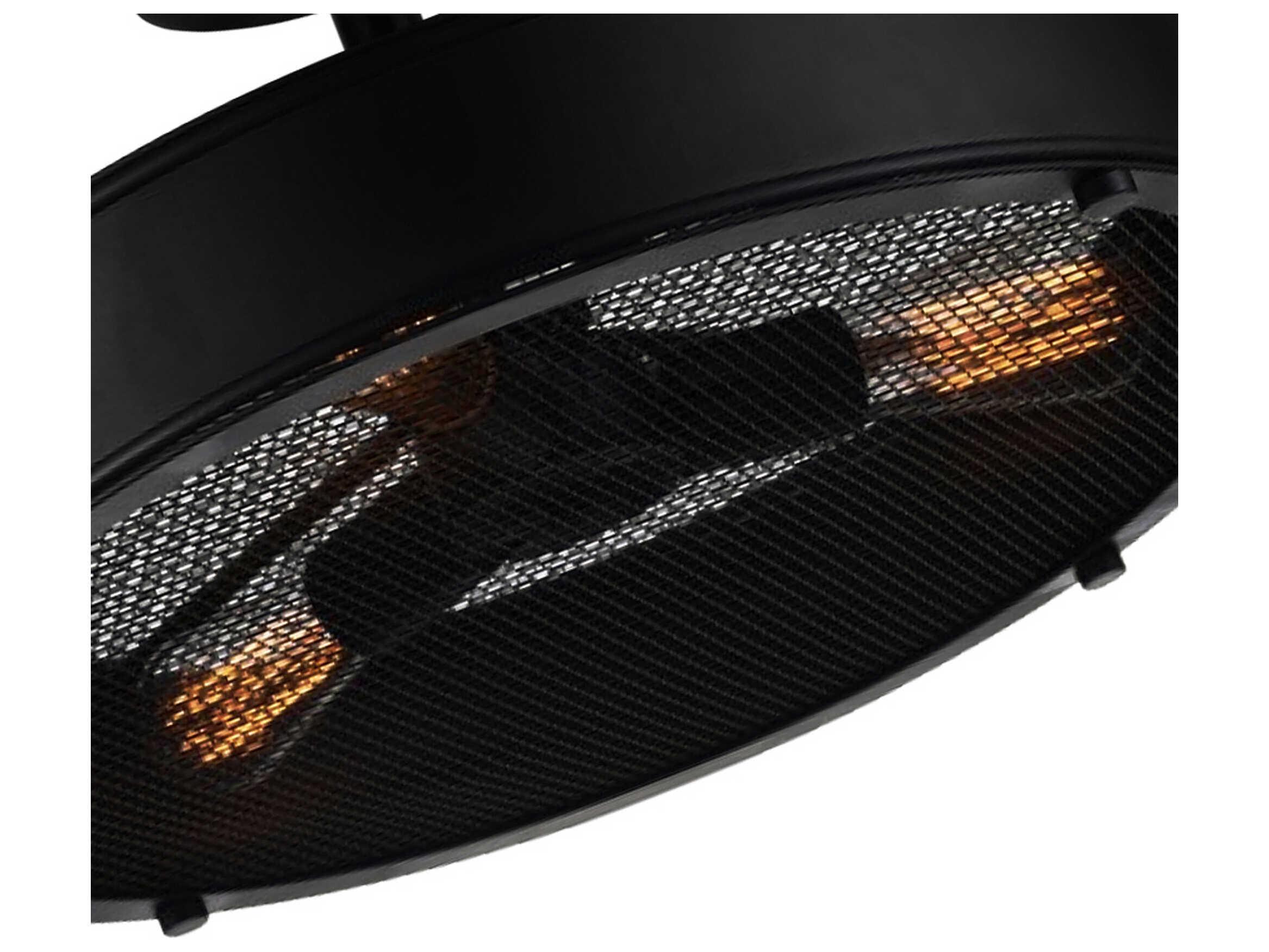 CWI Lighting Tigris 3-Light Black Round Semi Flush Mount