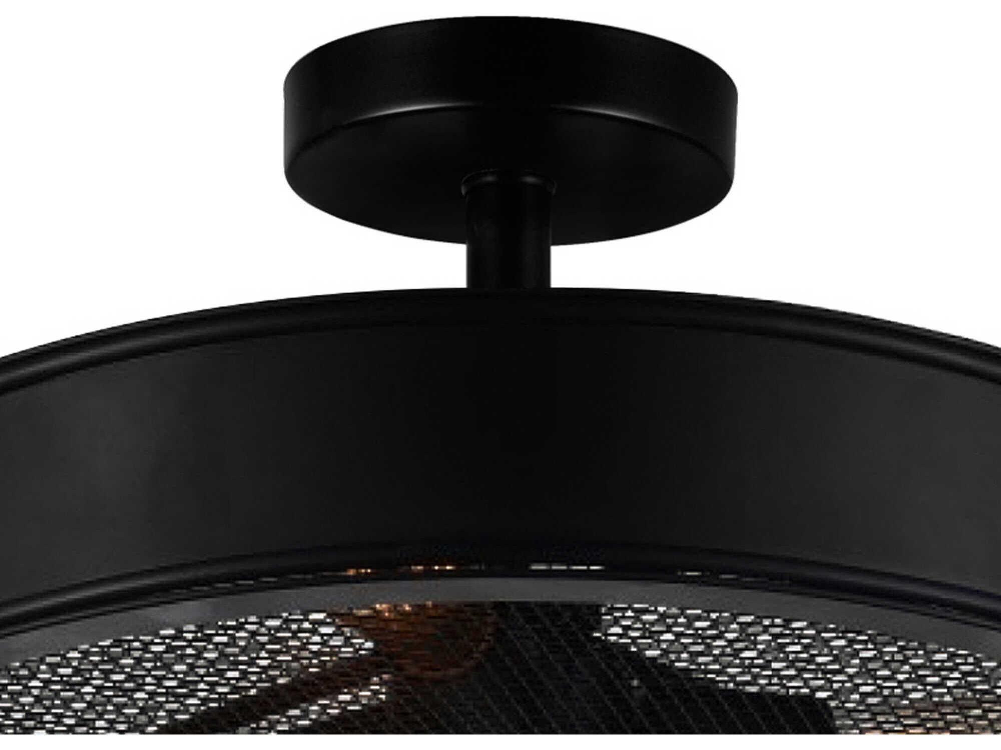 CWI Lighting Tigris 3-Light Black Round Semi Flush Mount