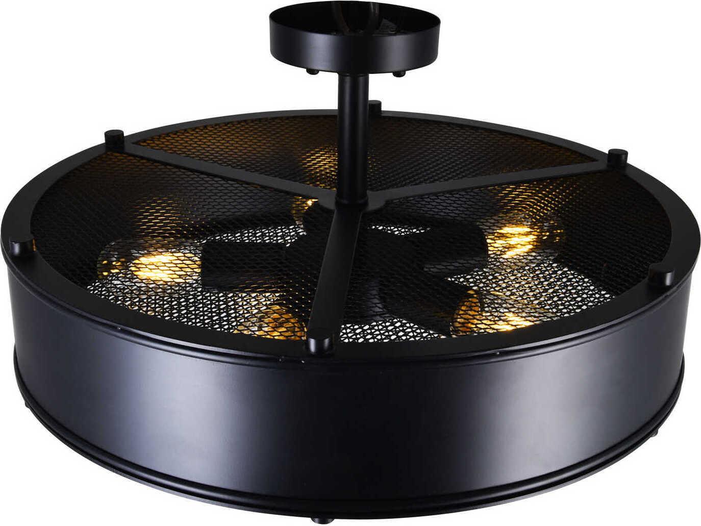 CWI Lighting Tigris 5-Light Black Round Semi Flush Mount