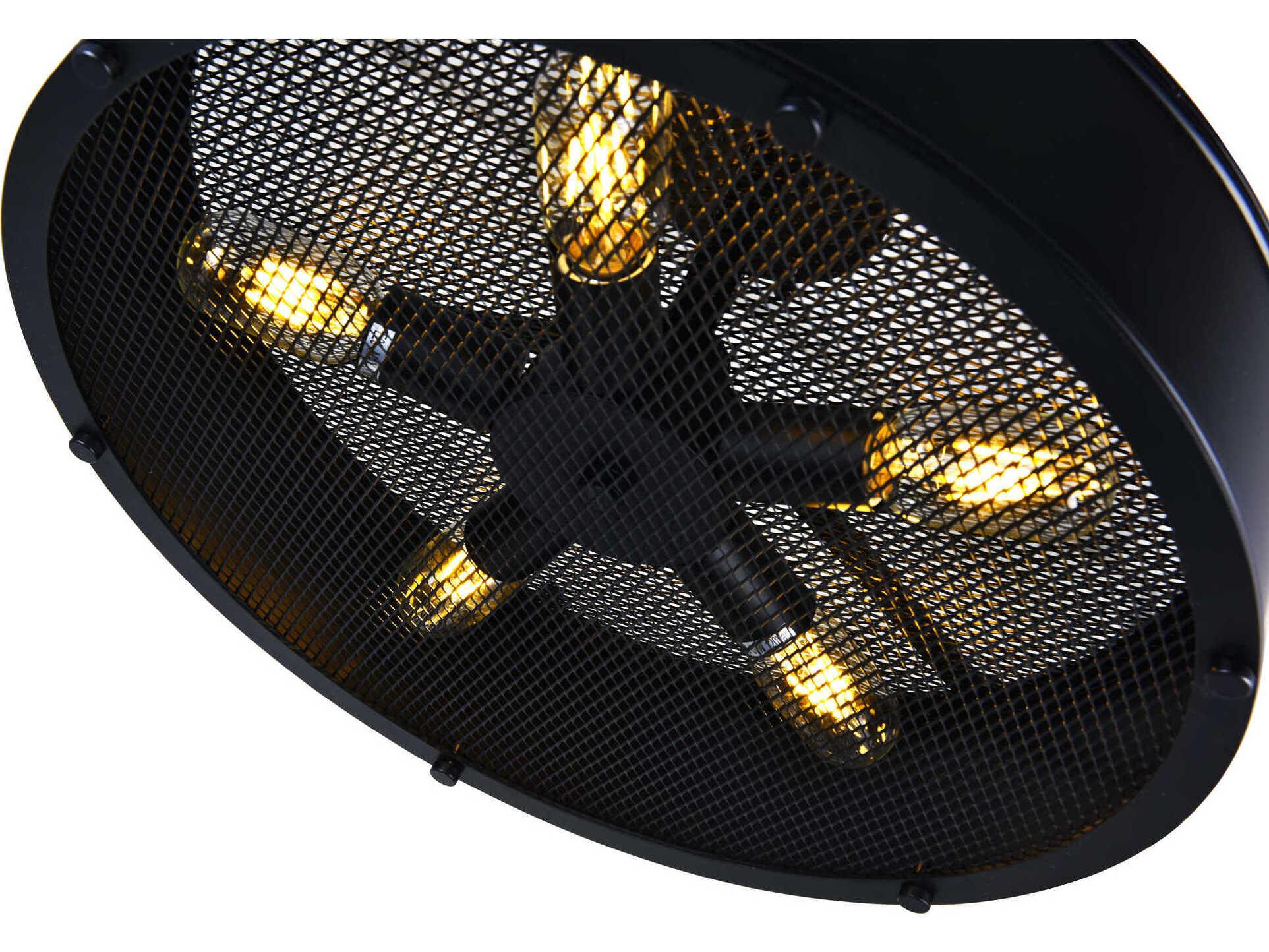 CWI Lighting Tigris 5-Light Black Round Semi Flush Mount