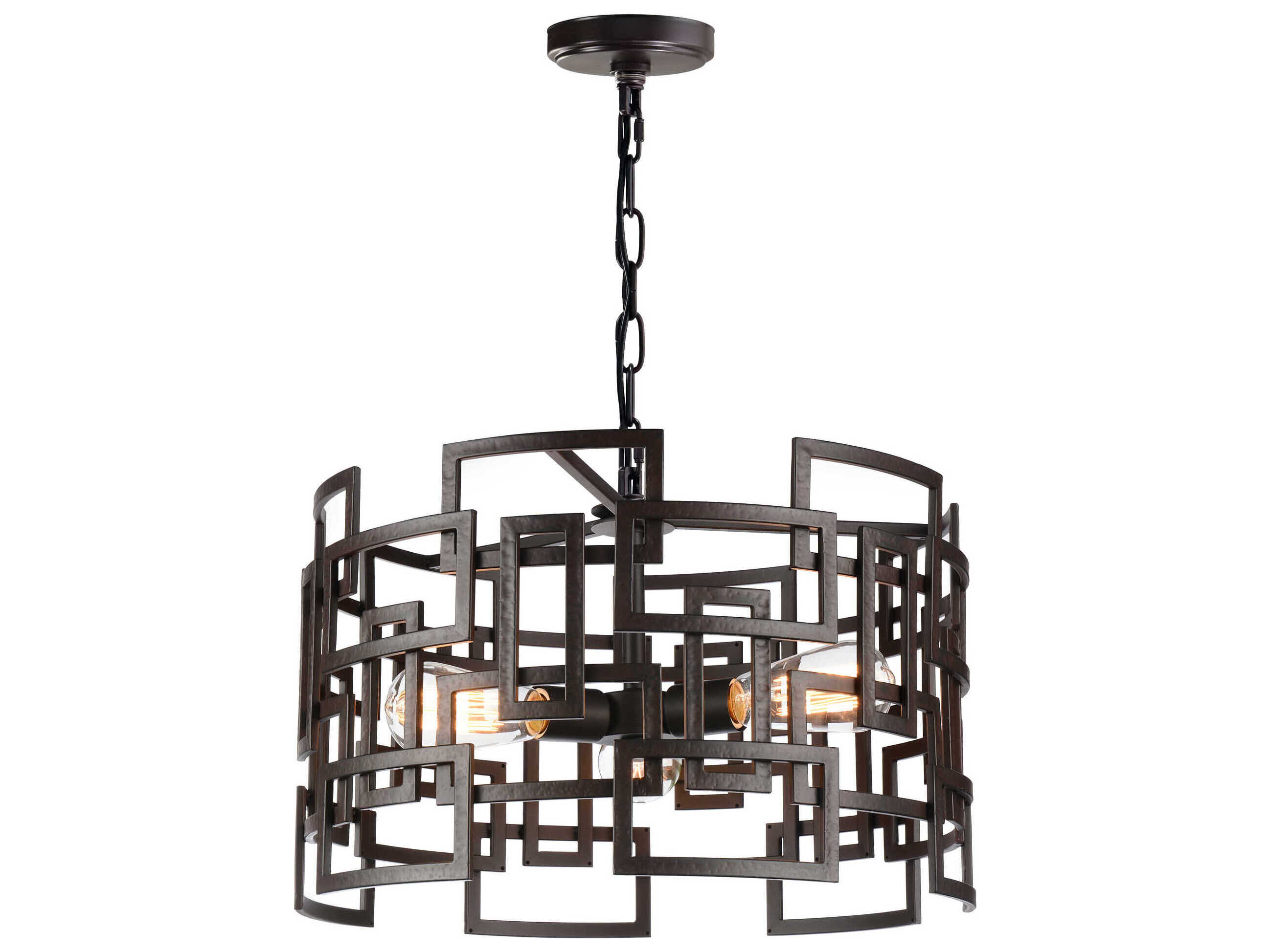CWI Lighting Litani 3-Light Brown Geometric Pendant