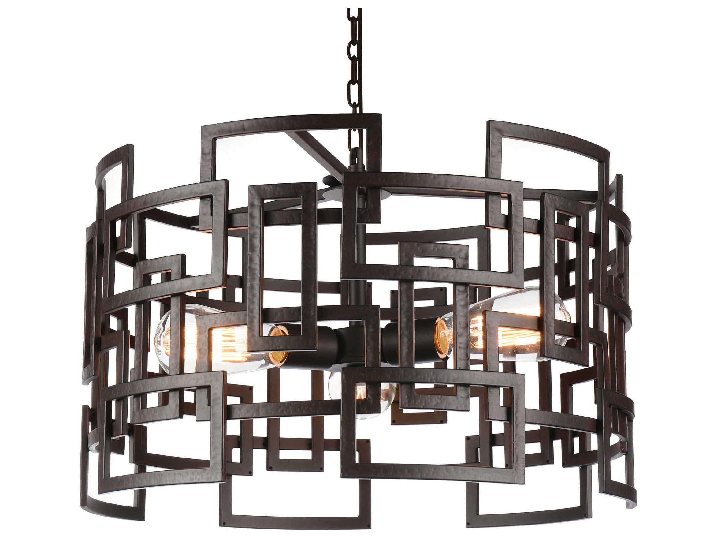 CWI Lighting Litani 3-Light Brown Geometric Pendant
