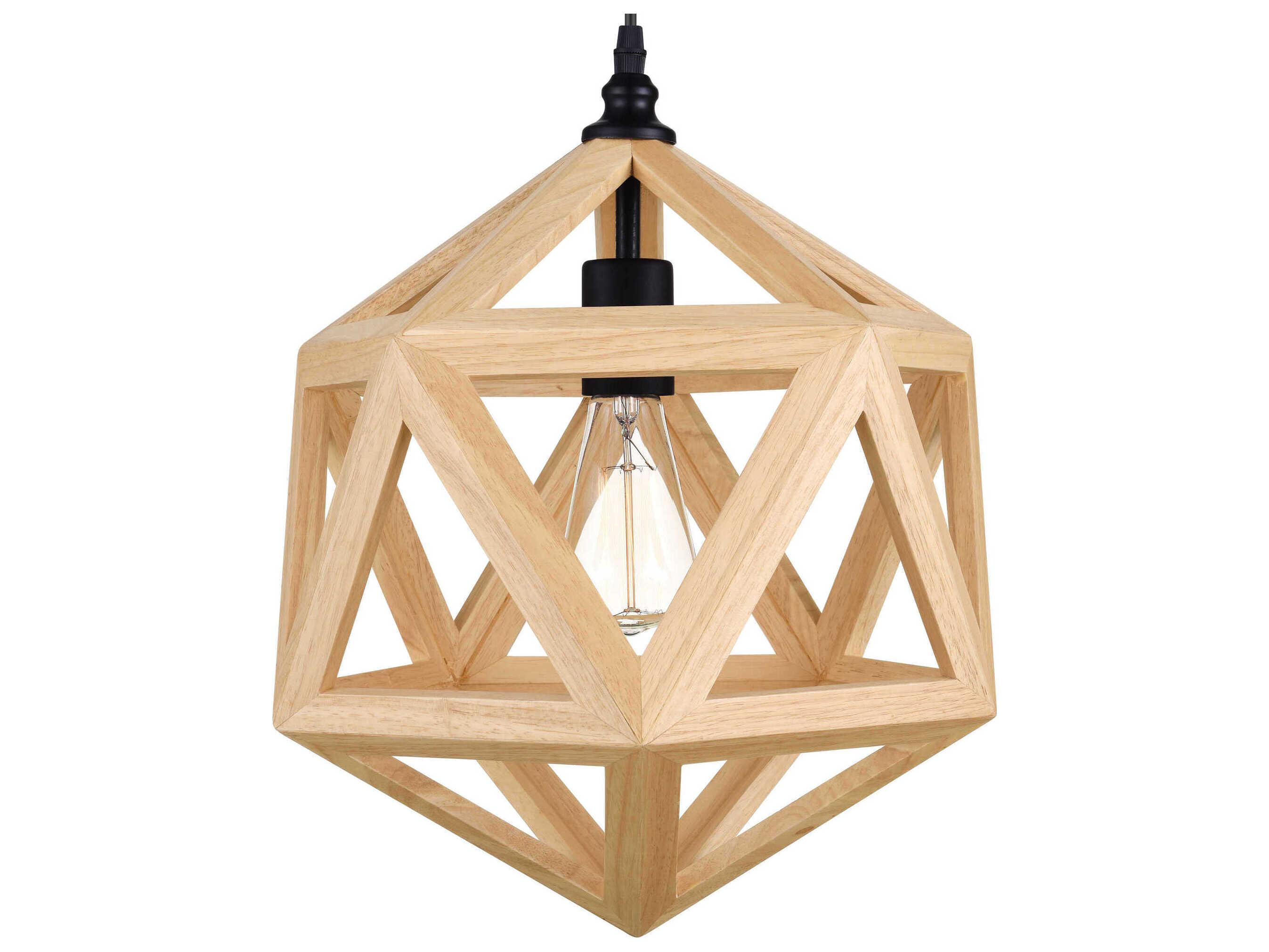 CWI Lighting Lante 1-Light Black Wood Geometric Pendant