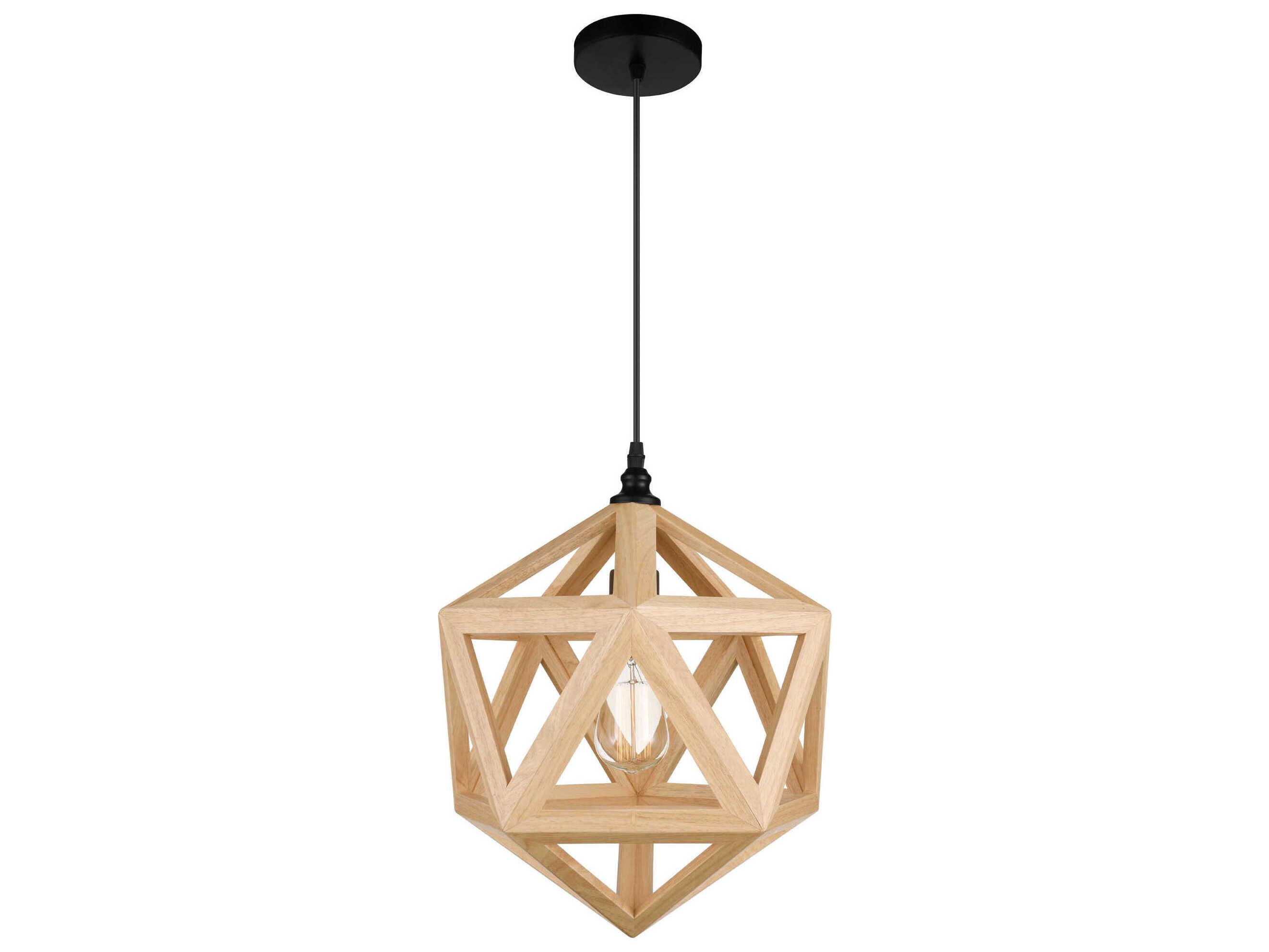 CWI Lighting Lante 1-Light Black Wood Geometric Pendant