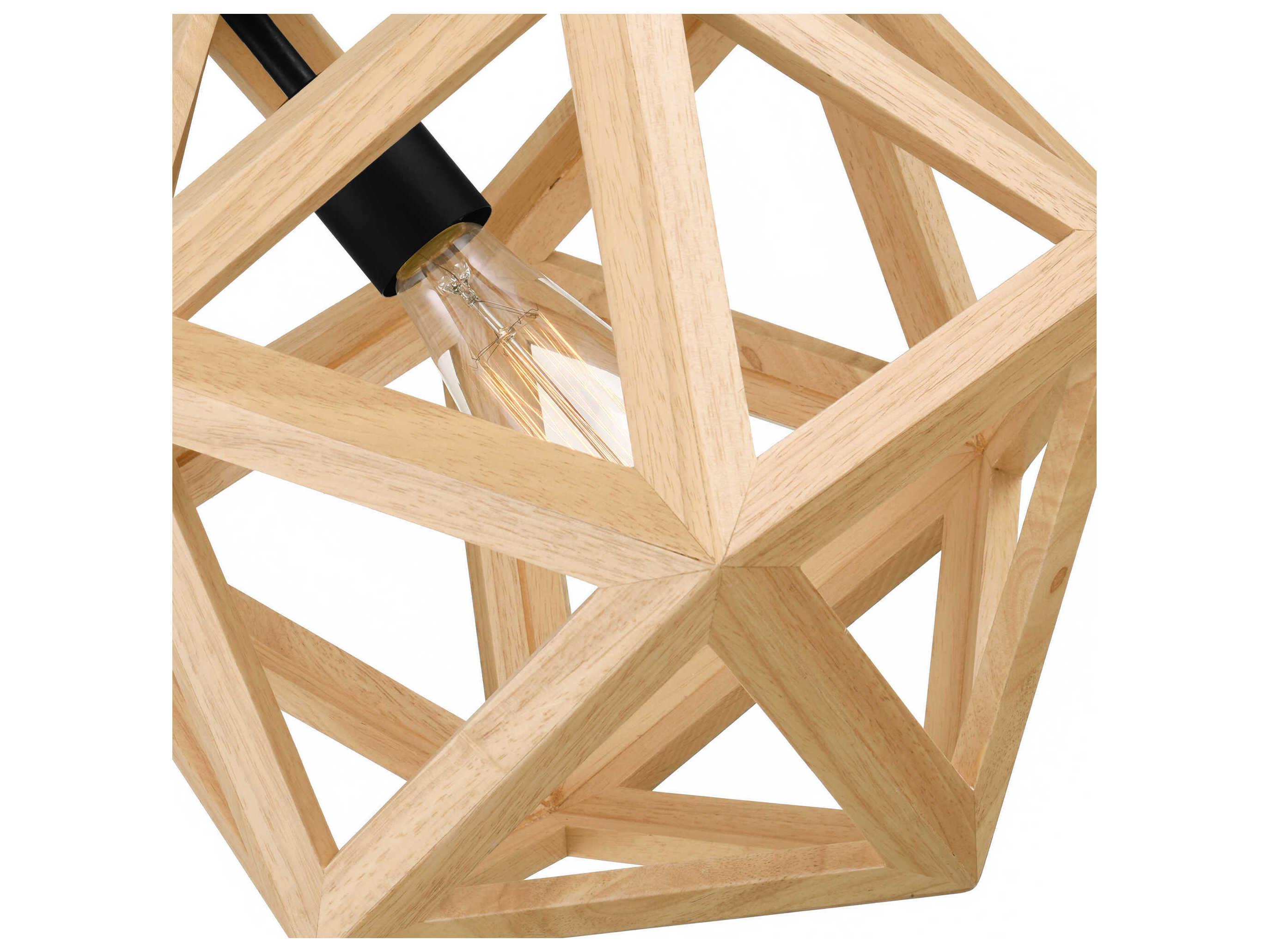 CWI Lighting Lante 1-Light Black Wood Geometric Pendant