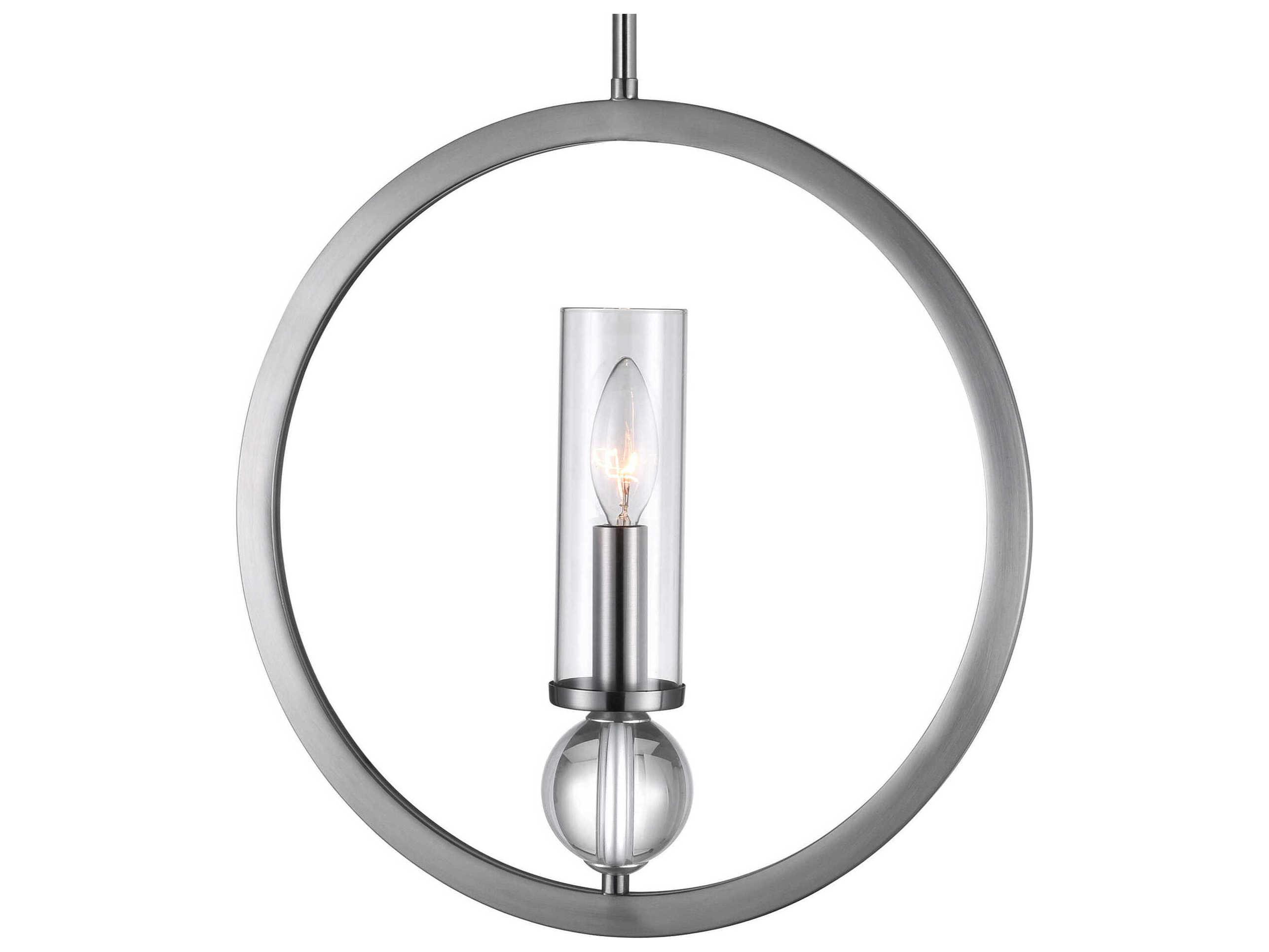 CWI Lighting Elton 1-Light Satin Nickel Cylinder Round Pendant