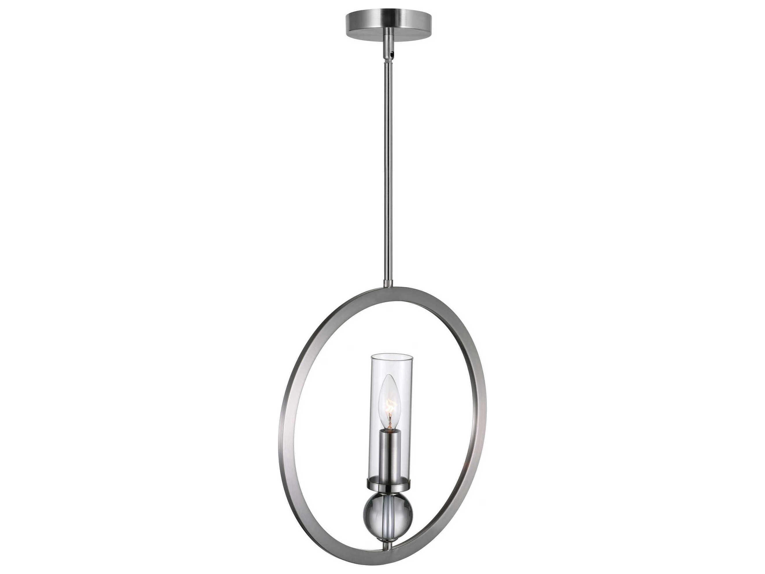 CWI Lighting Elton 1-Light Satin Nickel Cylinder Round Pendant