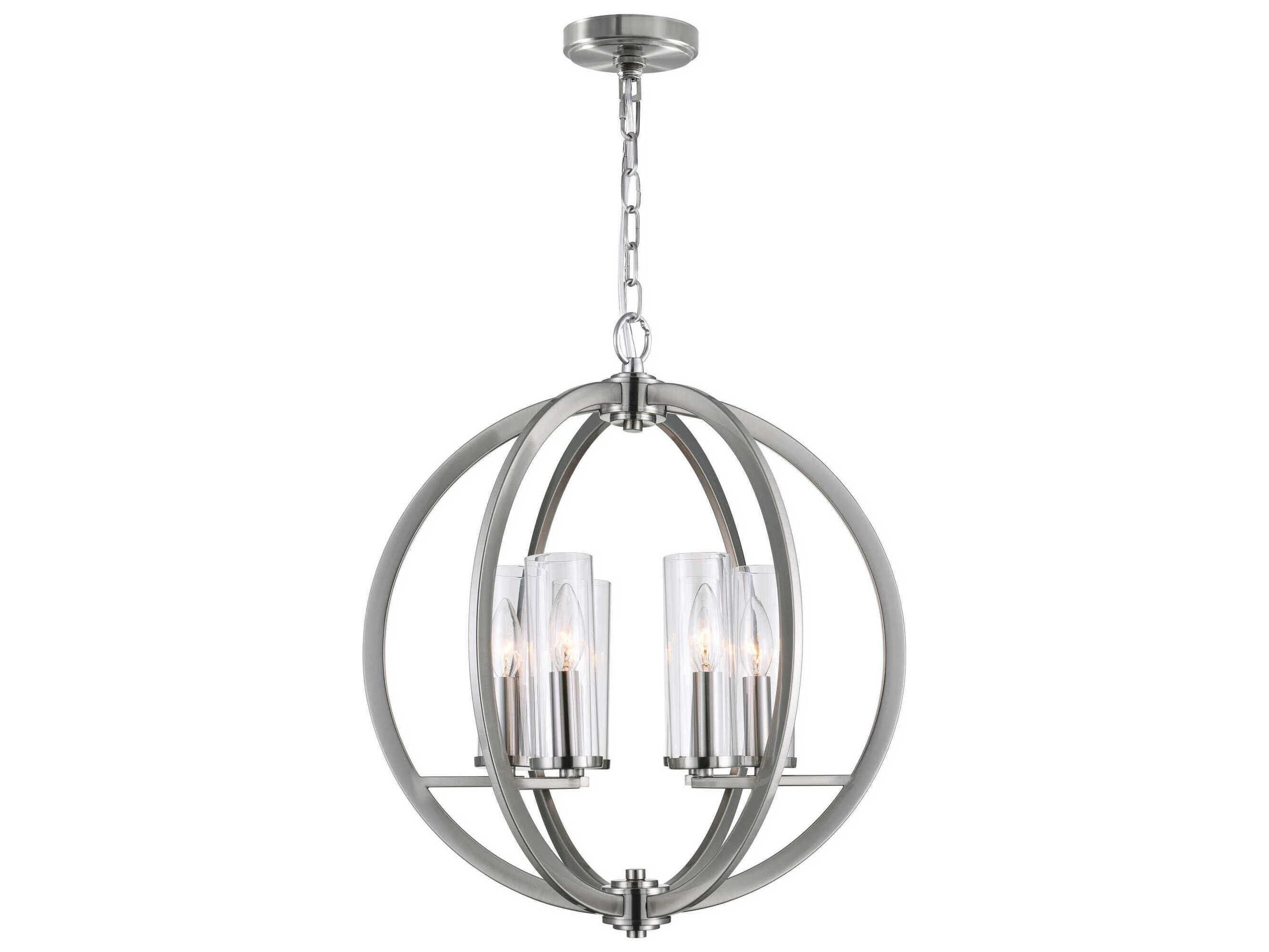 CWI Lighting Elton 6-Light Satin Nickel Cylinder Chandelier