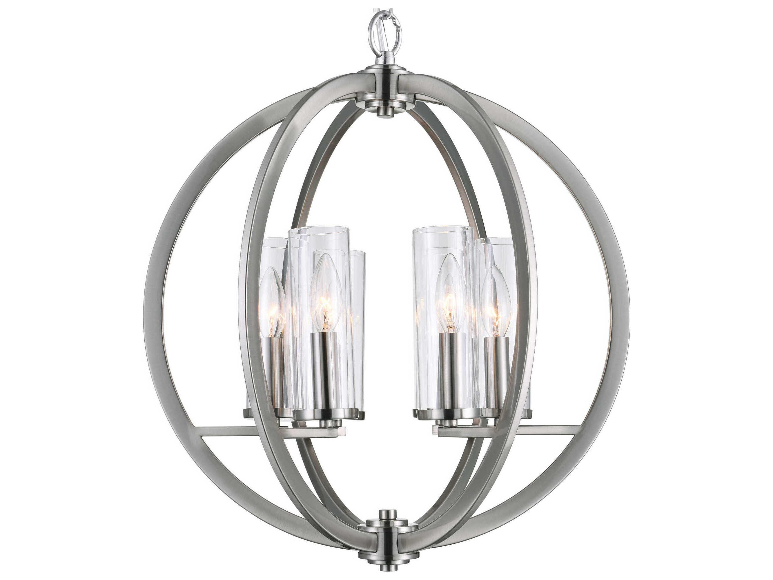 CWI Lighting Elton 6-Light Satin Nickel Cylinder Chandelier