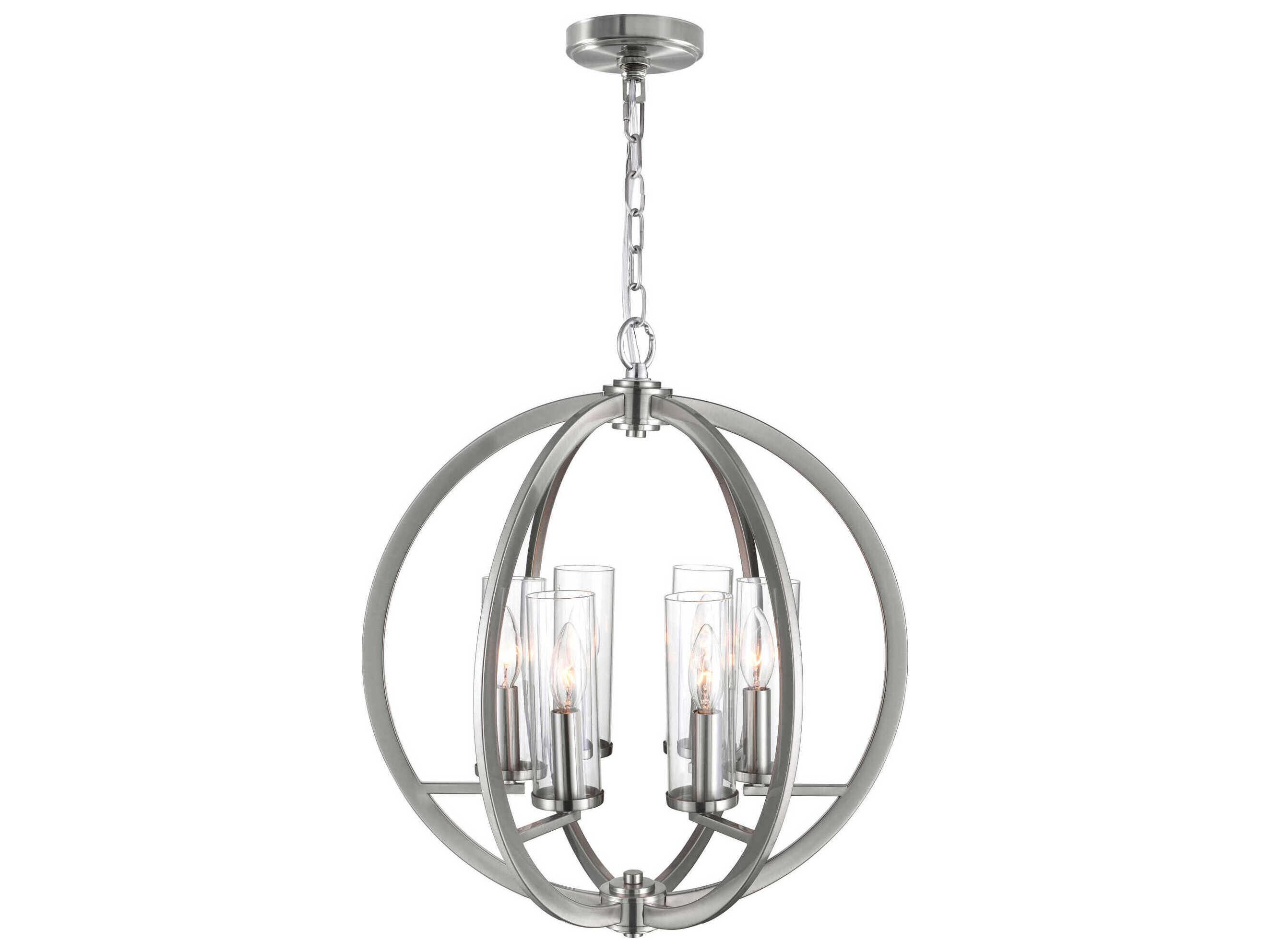 CWI Lighting Elton 6-Light Satin Nickel Cylinder Chandelier