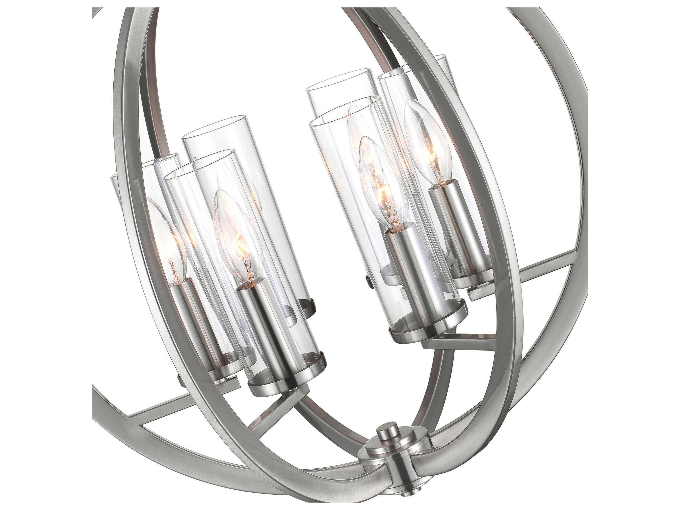 CWI Lighting Elton 6-Light Satin Nickel Cylinder Chandelier