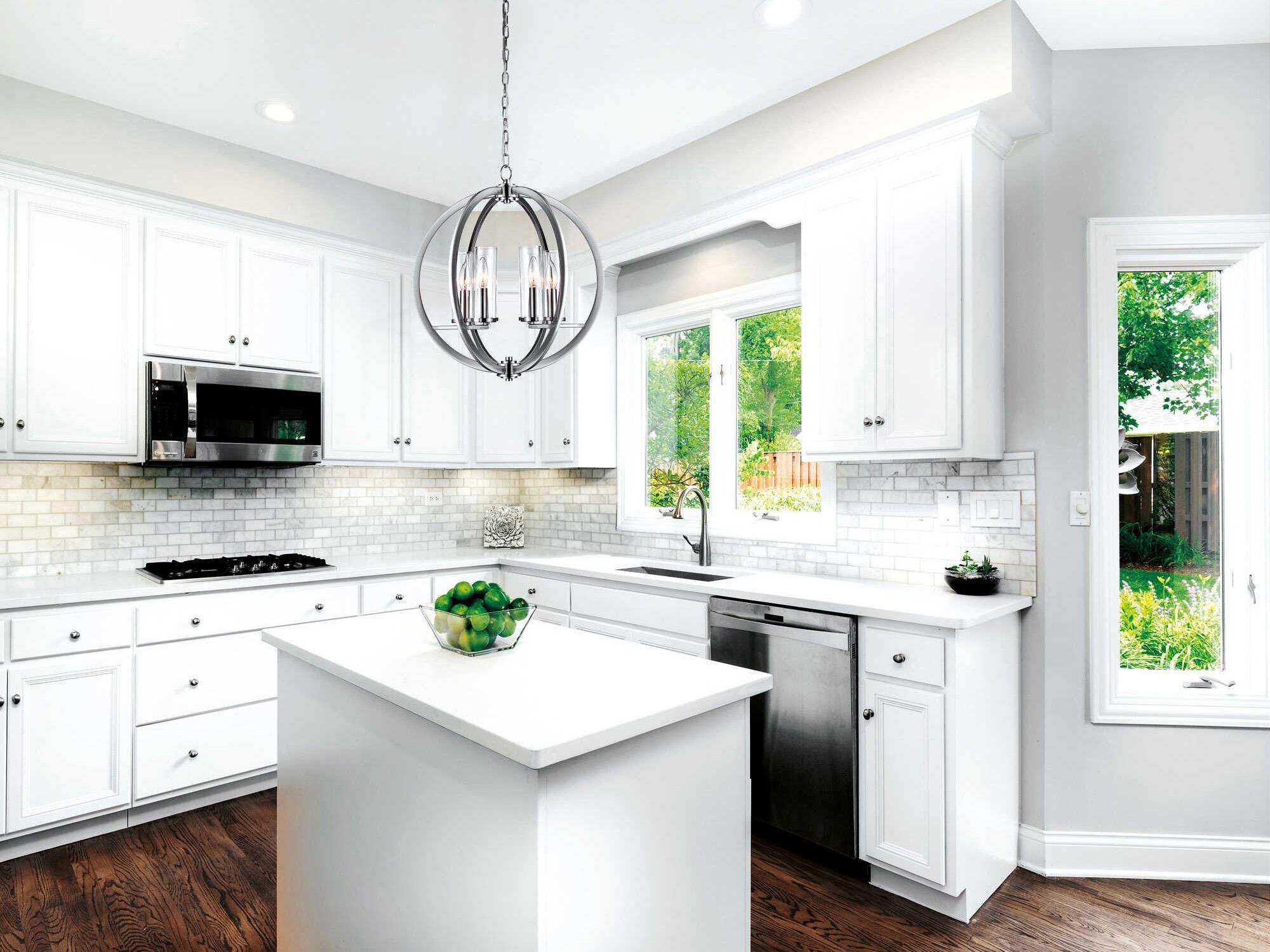 CWI Lighting Elton 6-Light Satin Nickel Cylinder Chandelier