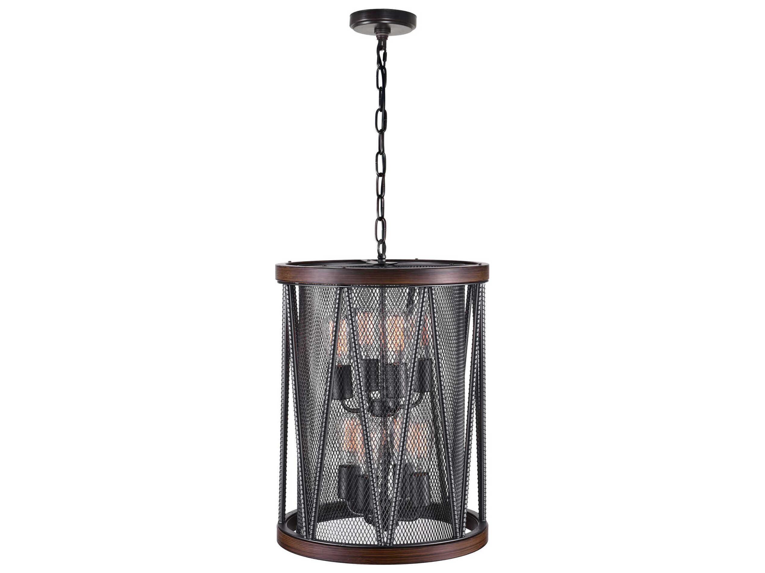 CWI Lighting Parsh 8-Light Pewter Black Drum Tiered Pendant