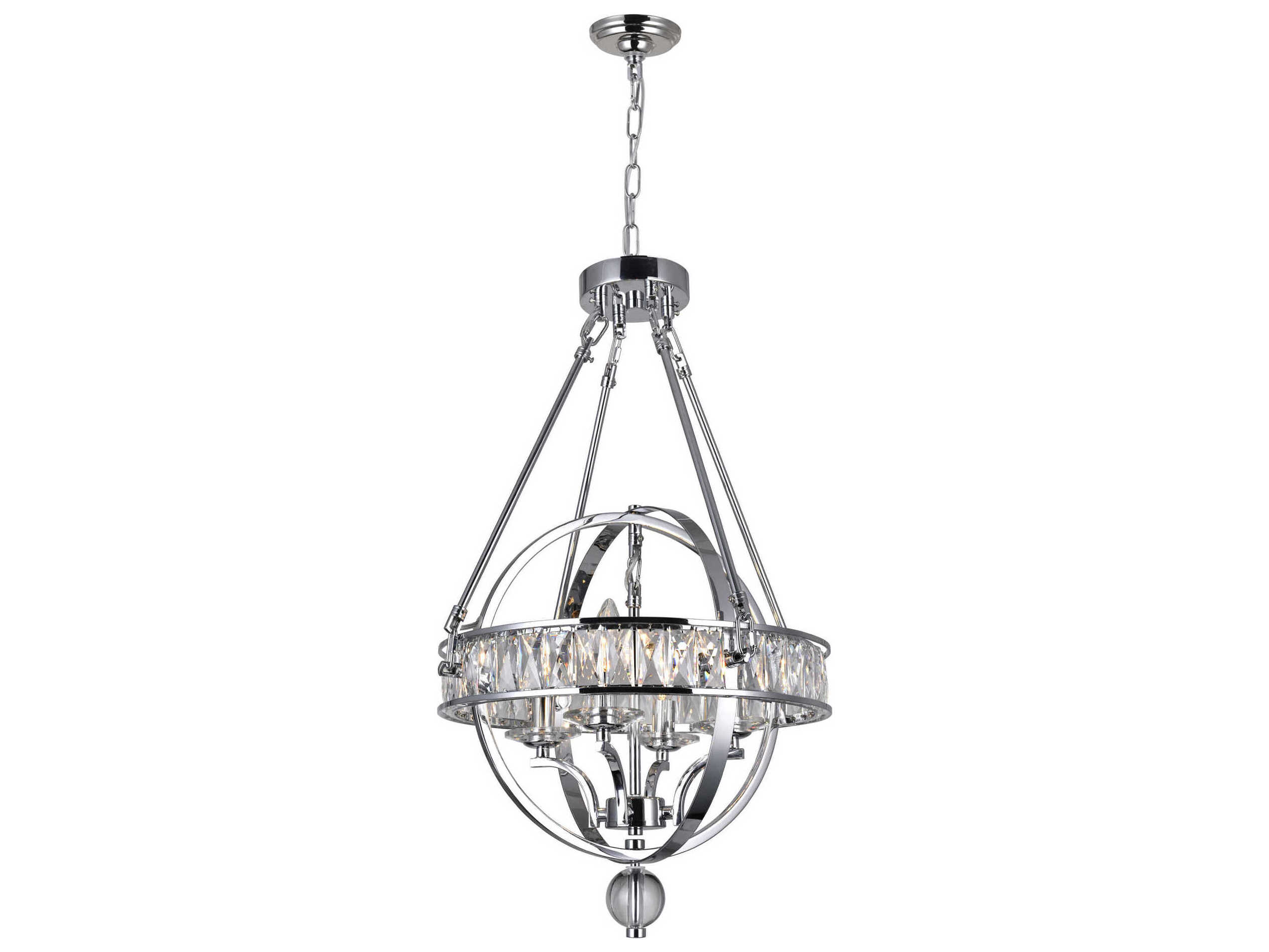 CWI Lighting Arkansas 4-Light Chrome Traditional Globe Chandelier