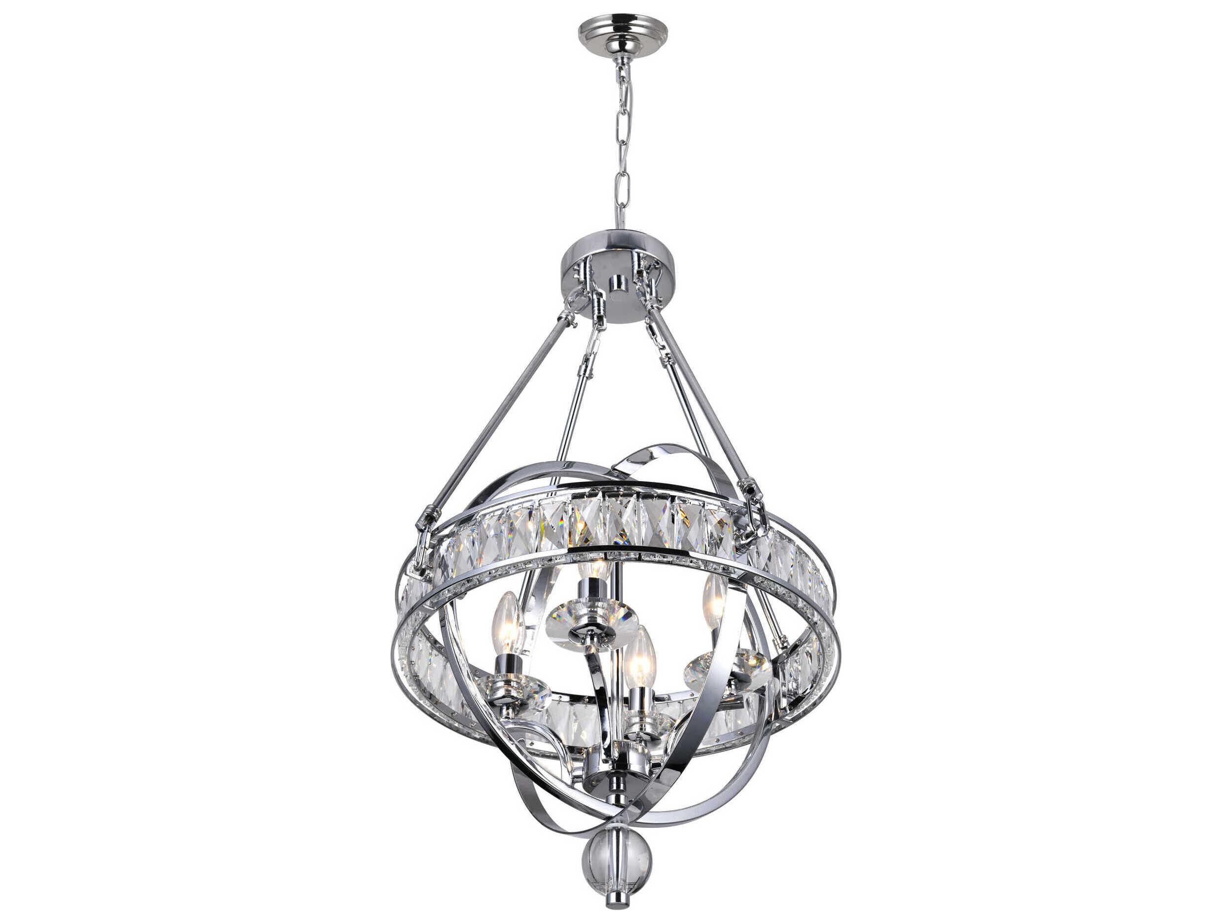 CWI Lighting Arkansas 4-Light Chrome Traditional Globe Chandelier