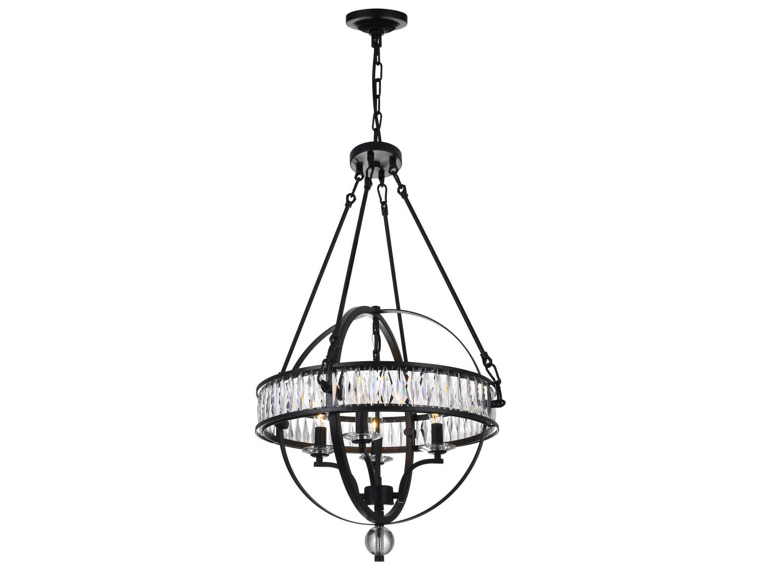 CWI Lighting Arkansas 4-Light Black Traditional Globe Chandelier