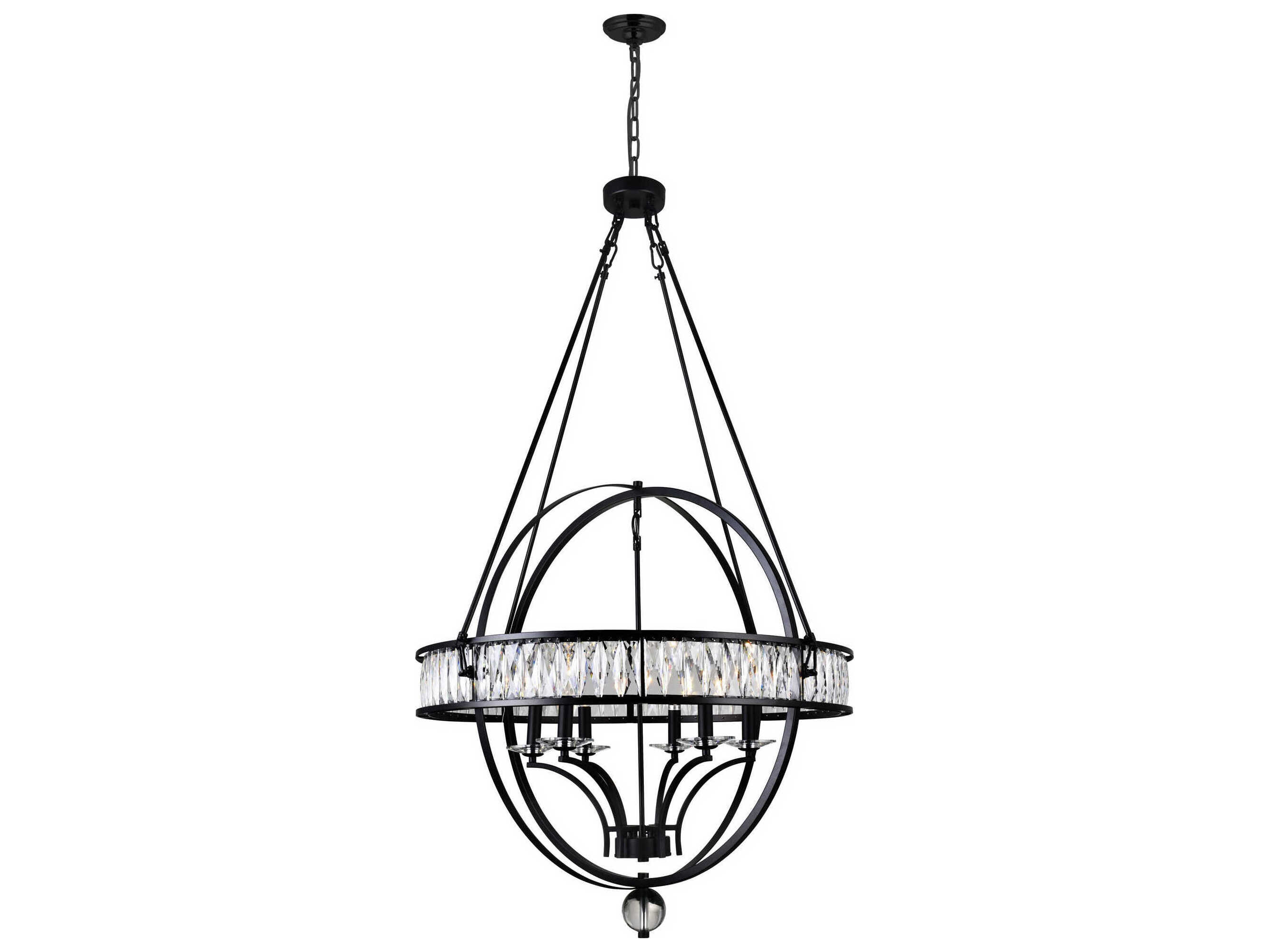CWI Lighting Arkansas 6-Light Black Traditional Globe Chandelier