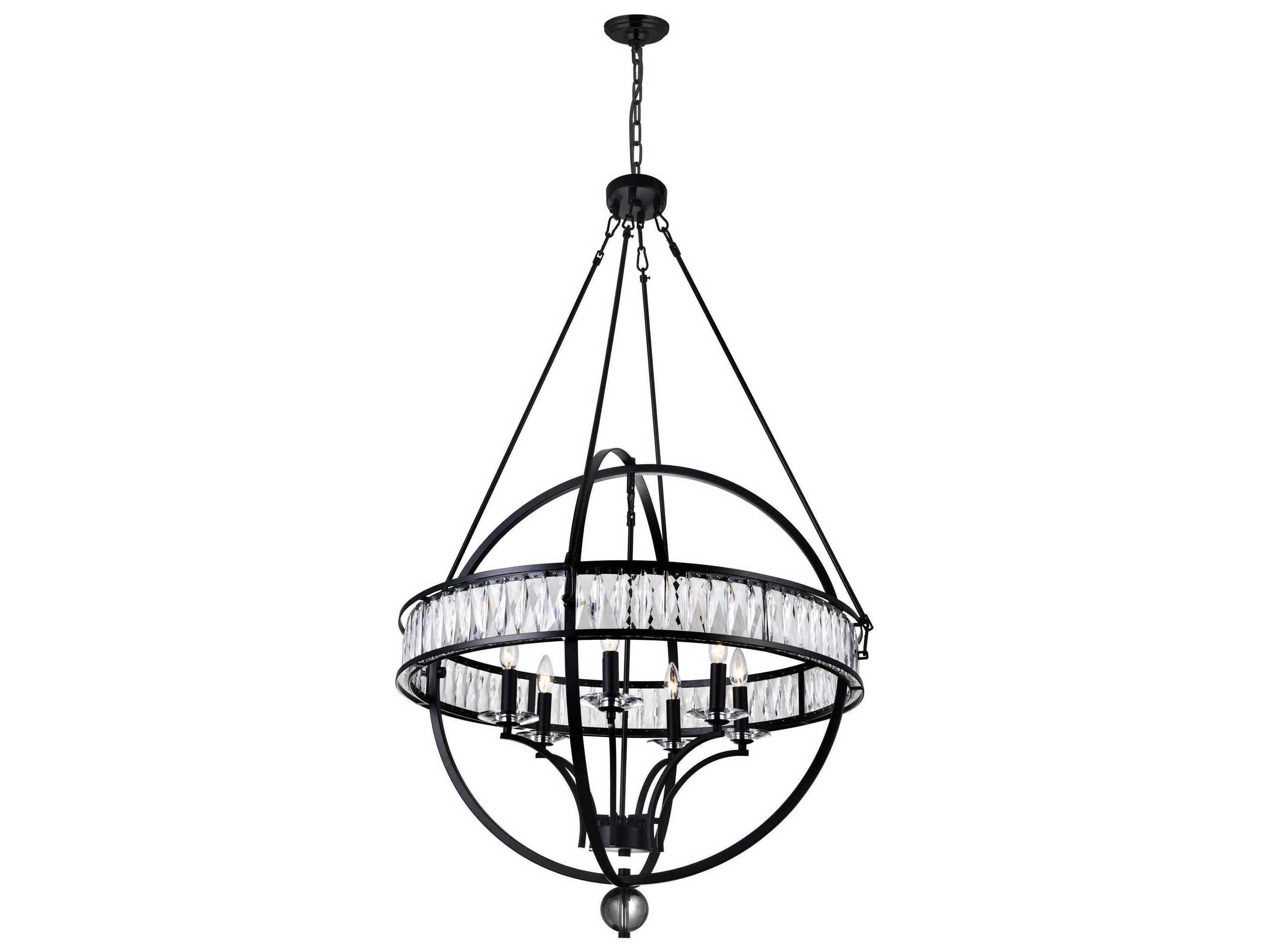 CWI Lighting Arkansas 6-Light Black Traditional Globe Chandelier