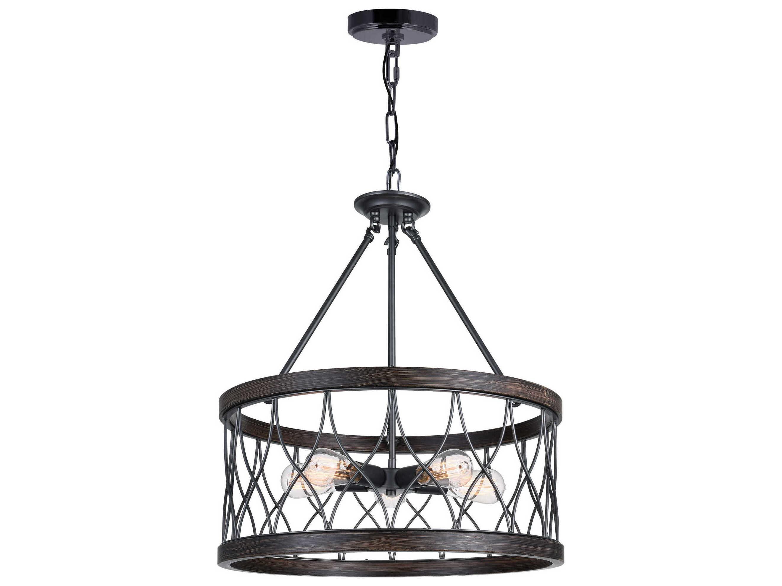 CWI Lighting Amazon 5-Light Gun Metal Black Drum Pendant
