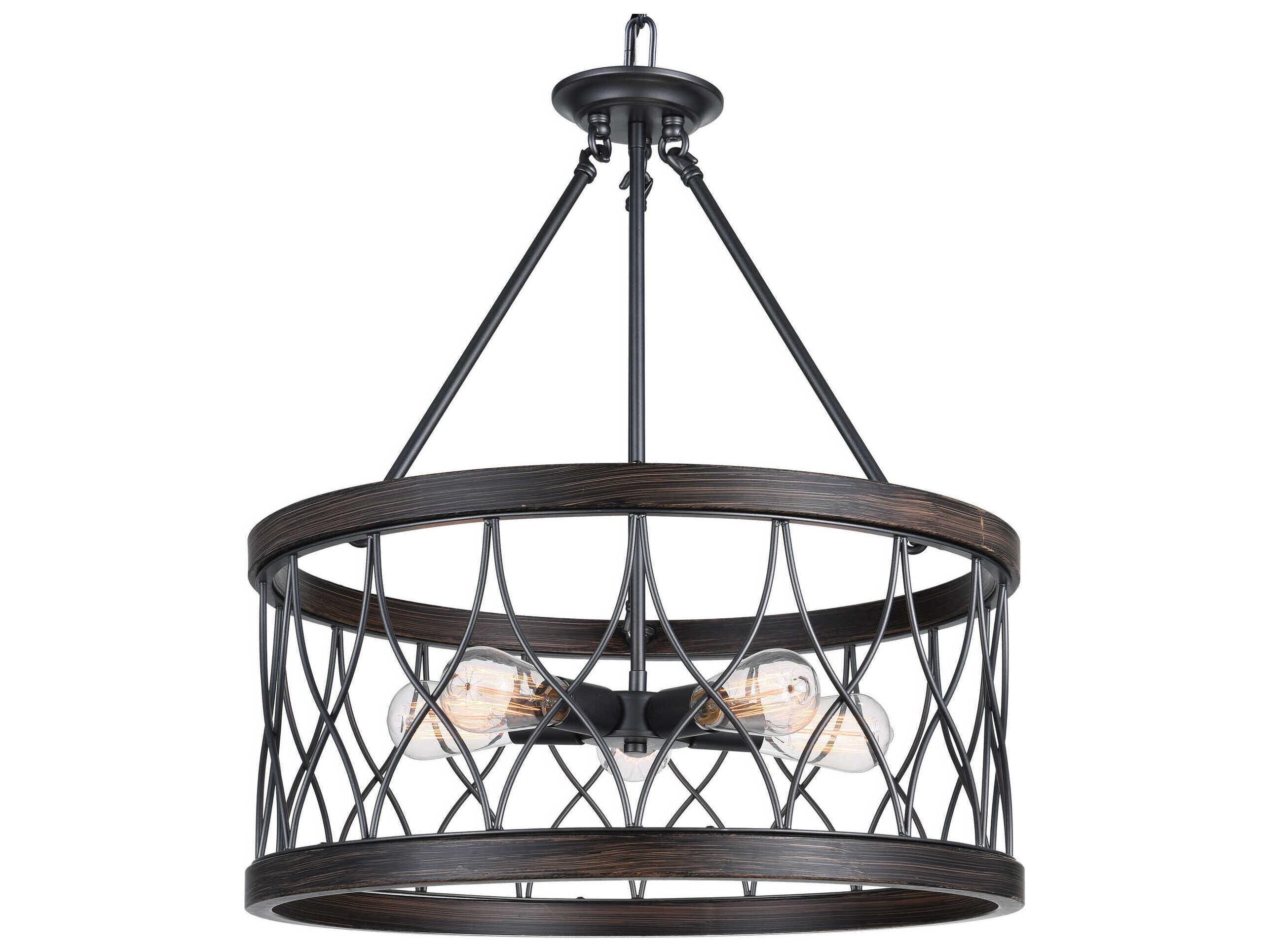 CWI Lighting Amazon 5-Light Gun Metal Black Drum Pendant