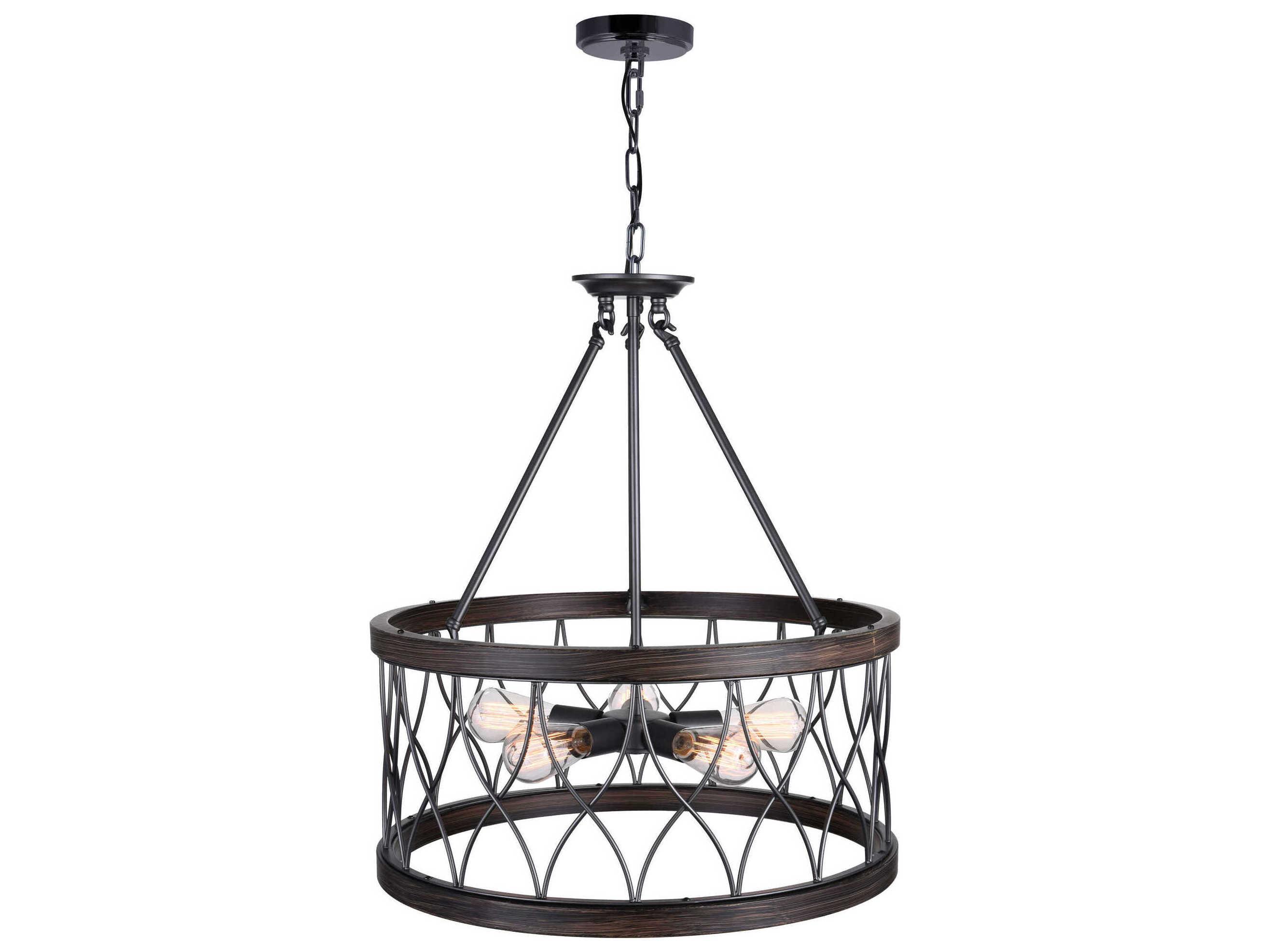 CWI Lighting Amazon 5-Light Gun Metal Black Drum Pendant