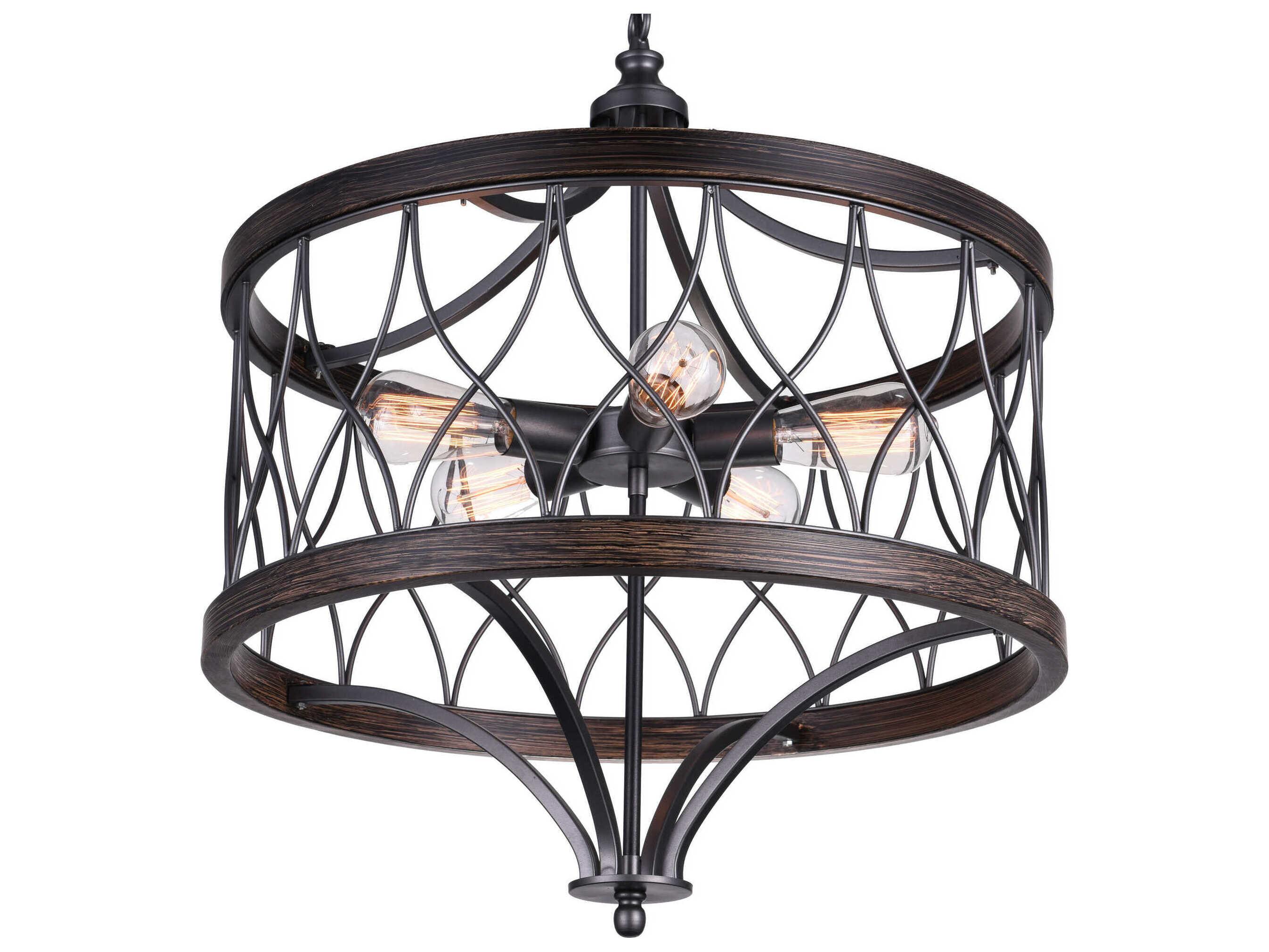 CWI Lighting Amazon 5-Light Gun Metal Black Drum Pendant