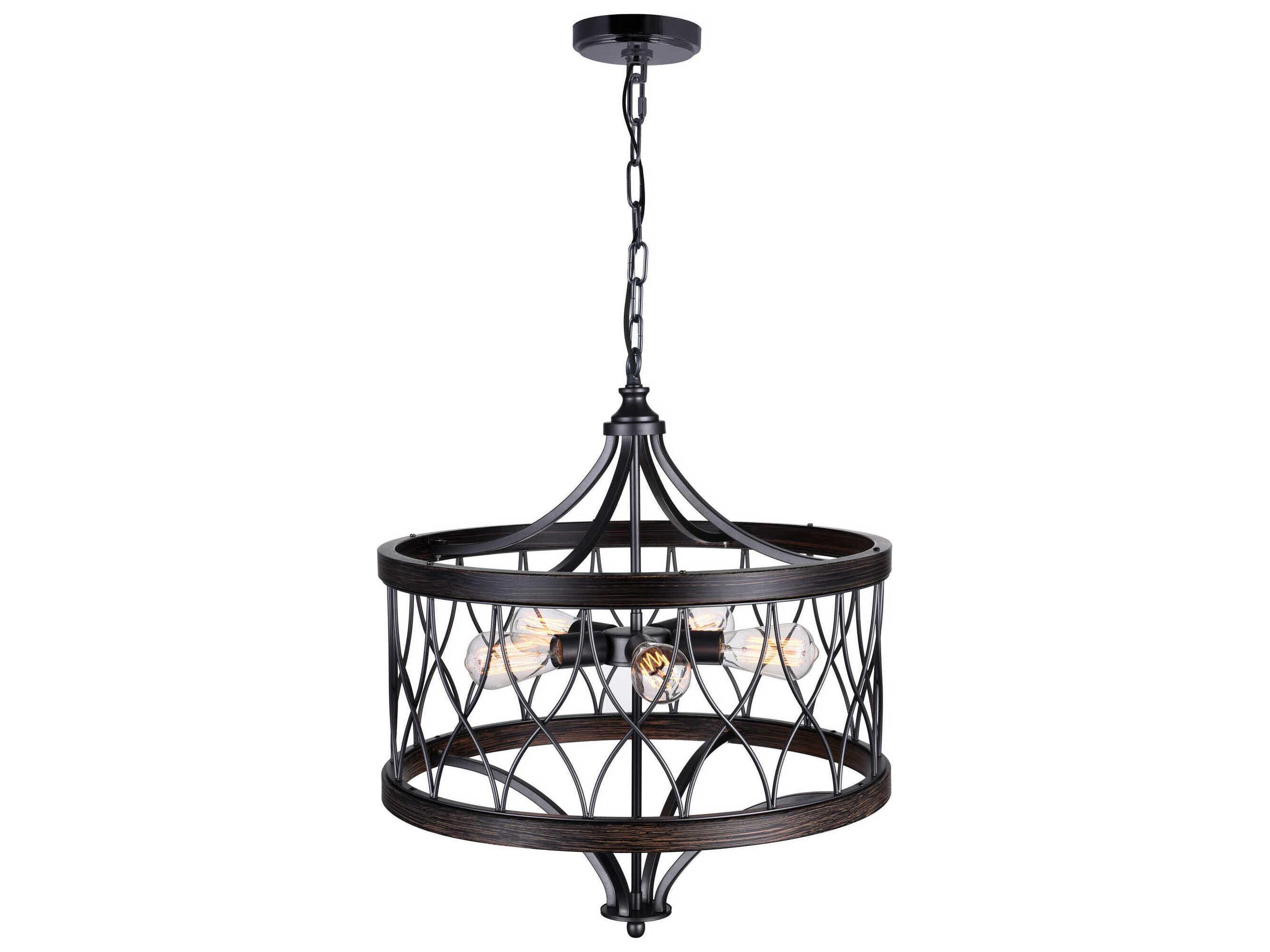 CWI Lighting Amazon 5-Light Gun Metal Black Drum Pendant