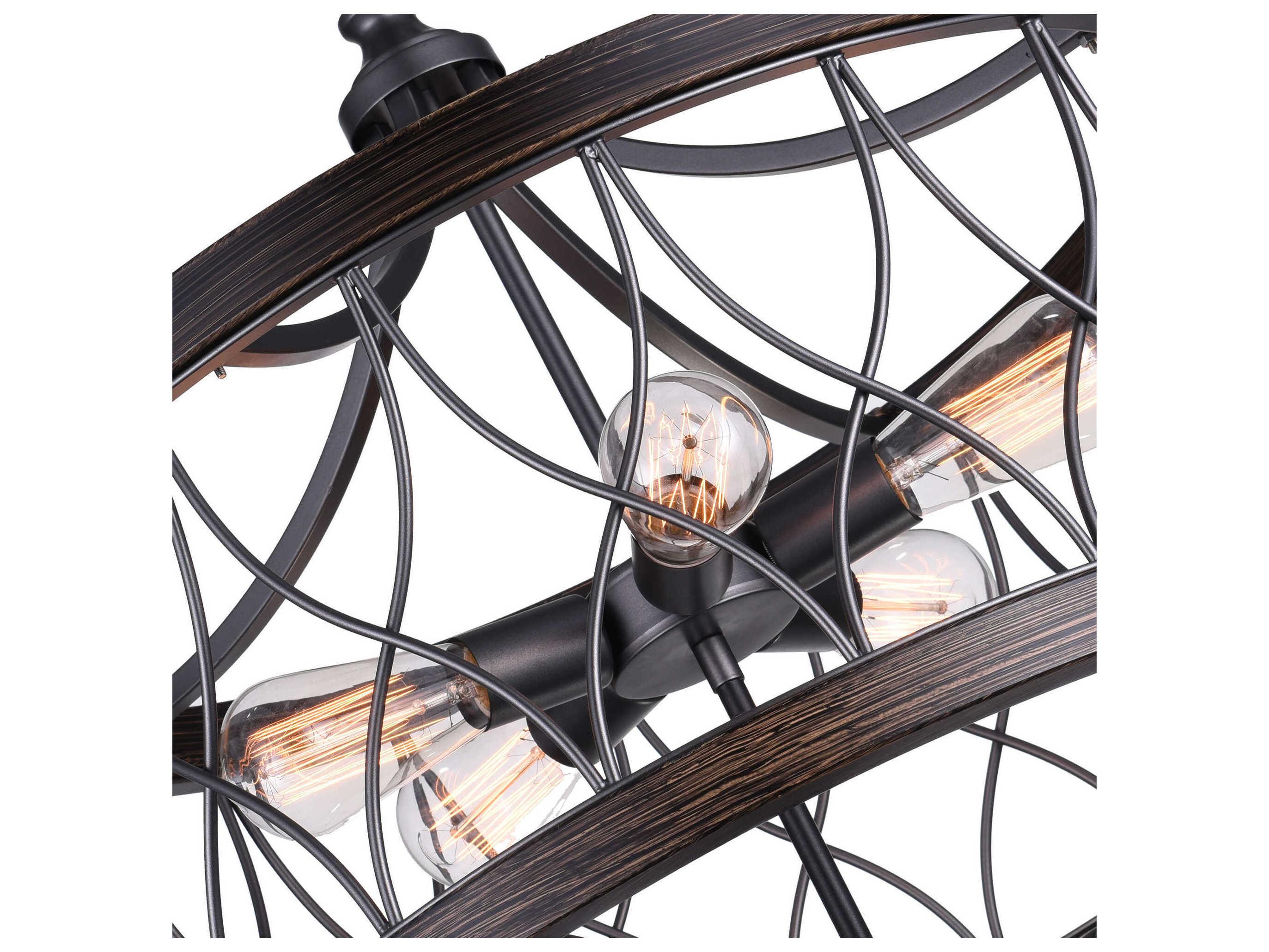 CWI Lighting Amazon 5-Light Gun Metal Black Drum Pendant