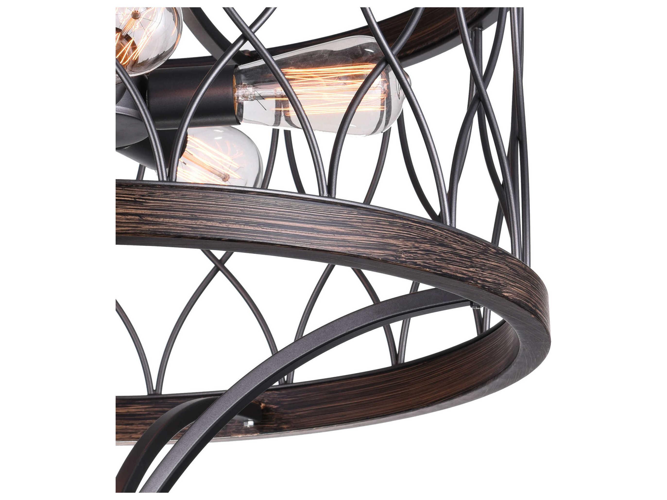 CWI Lighting Amazon 5-Light Gun Metal Black Drum Pendant