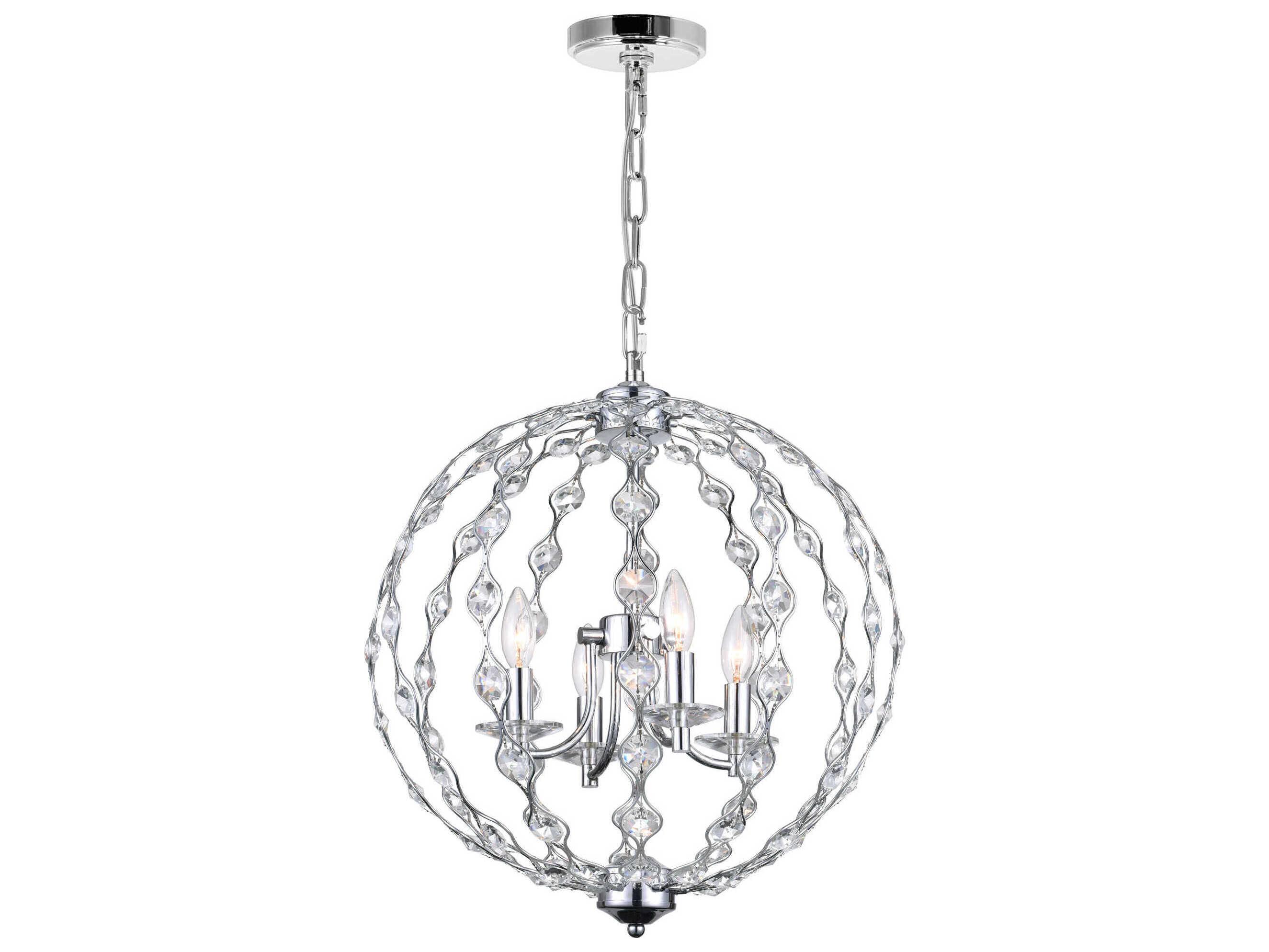 CWI Lighting Esia 4-Light Chrome Candelabra Globe Chandelier
