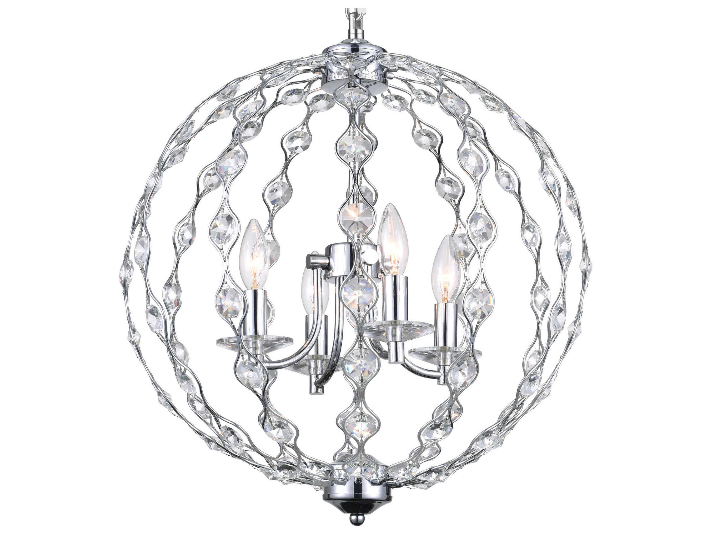 CWI Lighting Esia 4-Light Chrome Candelabra Globe Chandelier