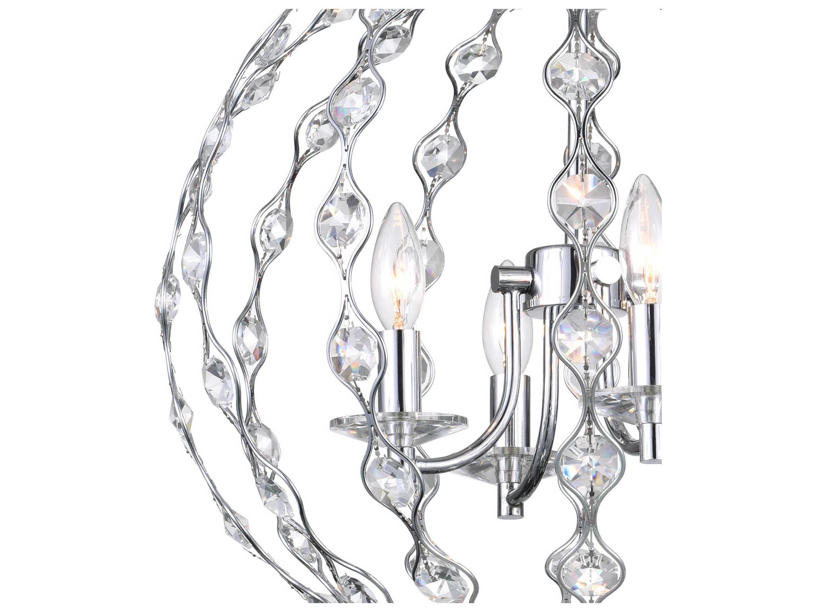 CWI Lighting Esia 4-Light Chrome Candelabra Globe Chandelier