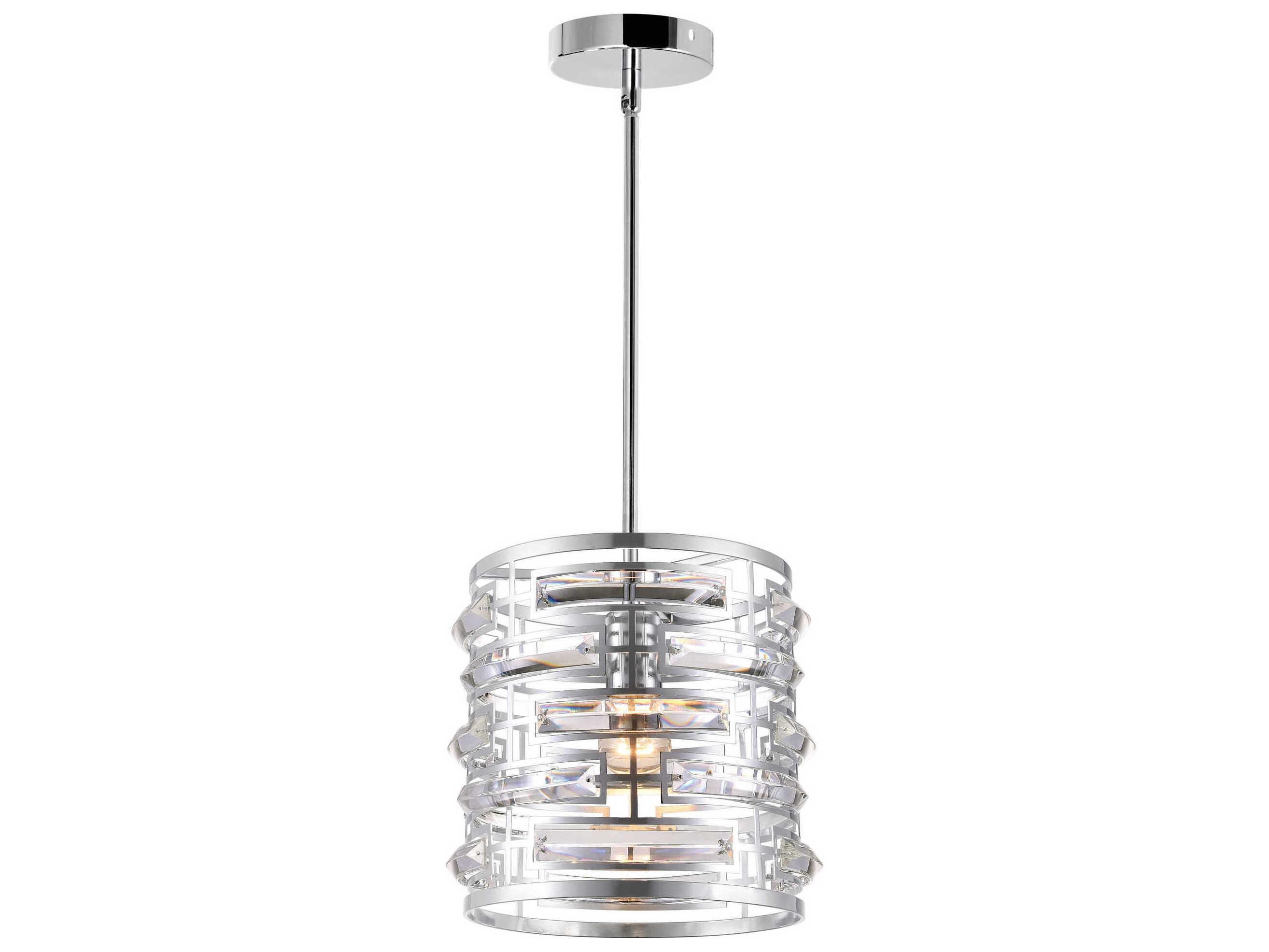 CWI Lighting Petia 1-Light Chrome Drum Mini Pendant